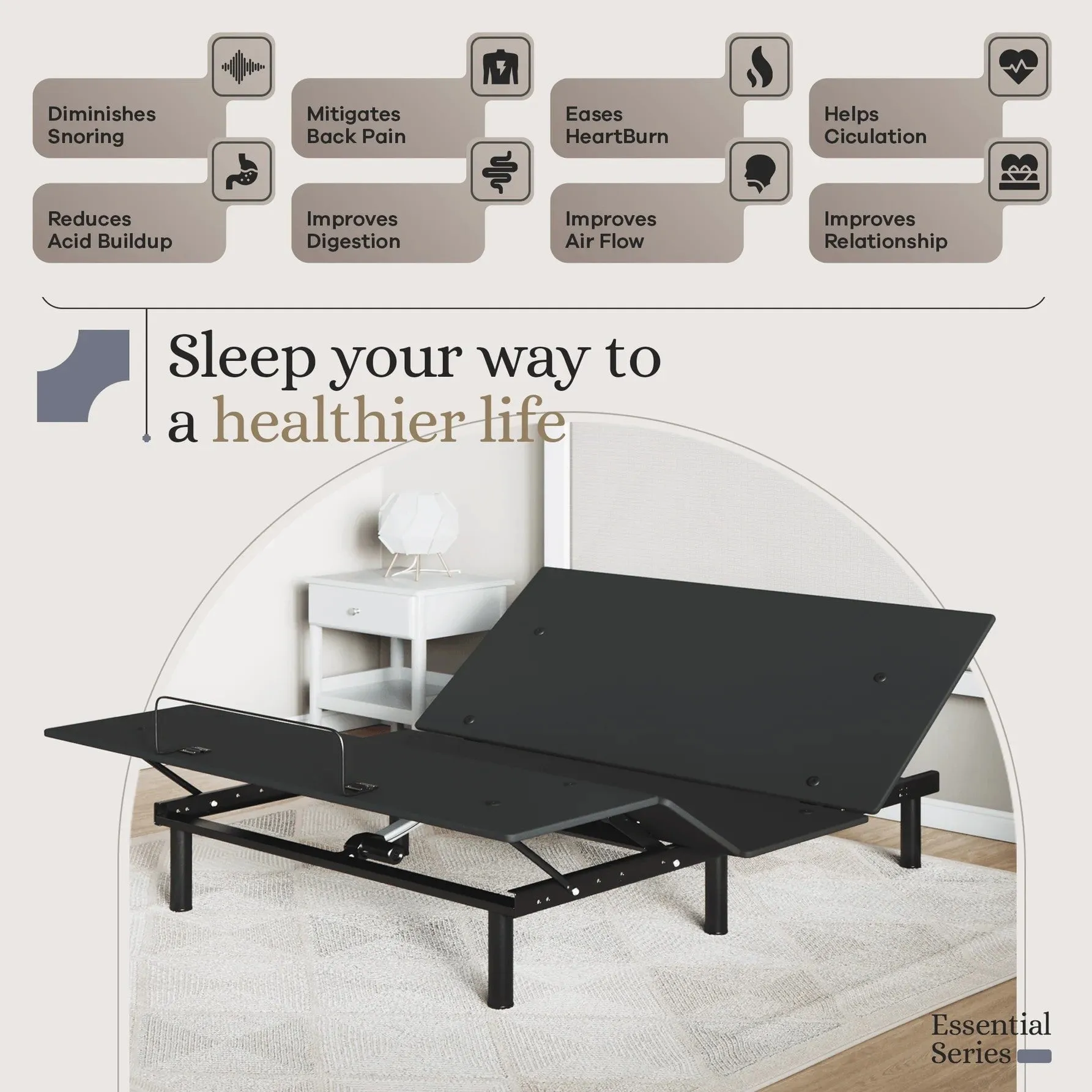 Essential Series Adjustable Bed Base   Choice of Mattress Bundle