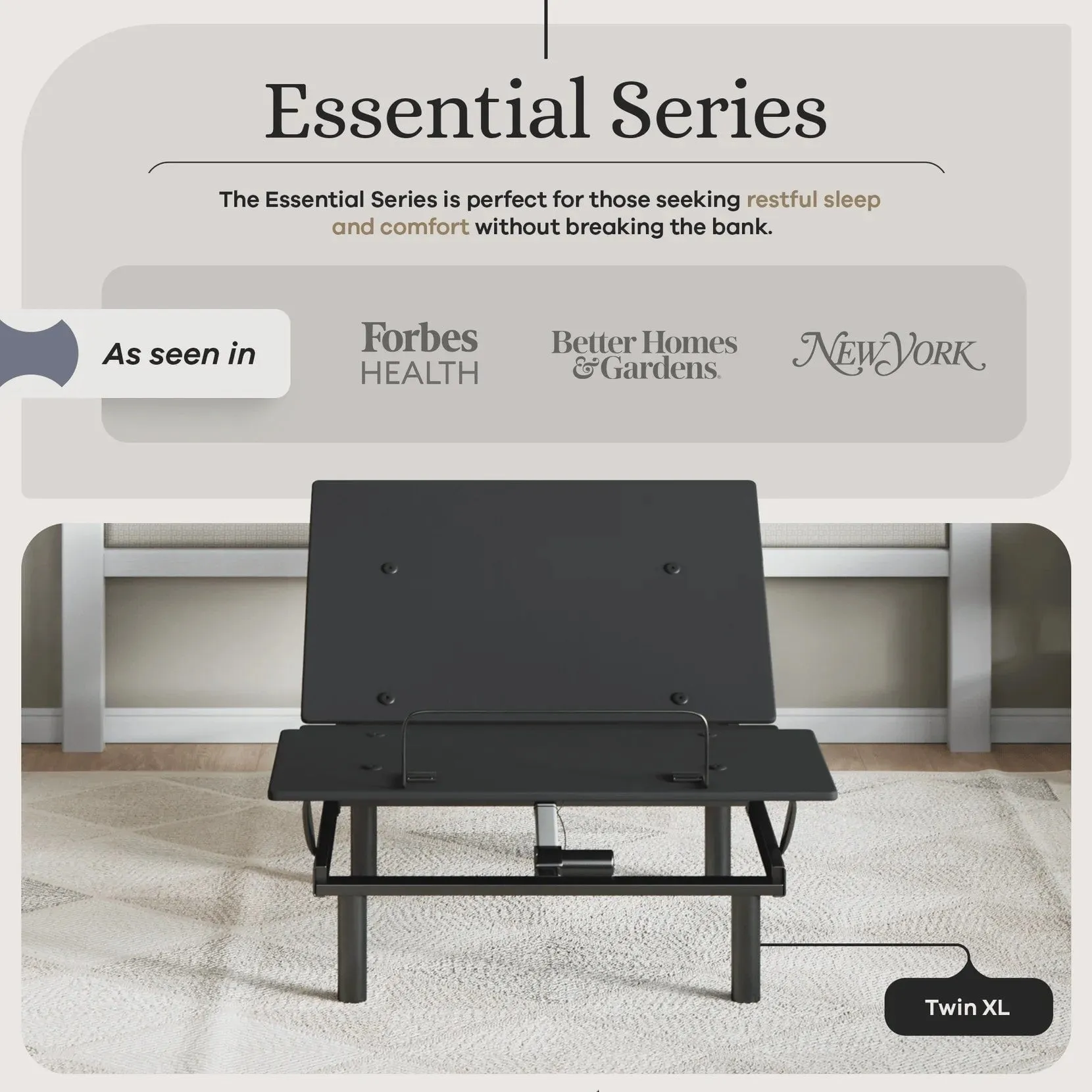 Essential Series Adjustable Bed Base   Choice of Mattress Bundle