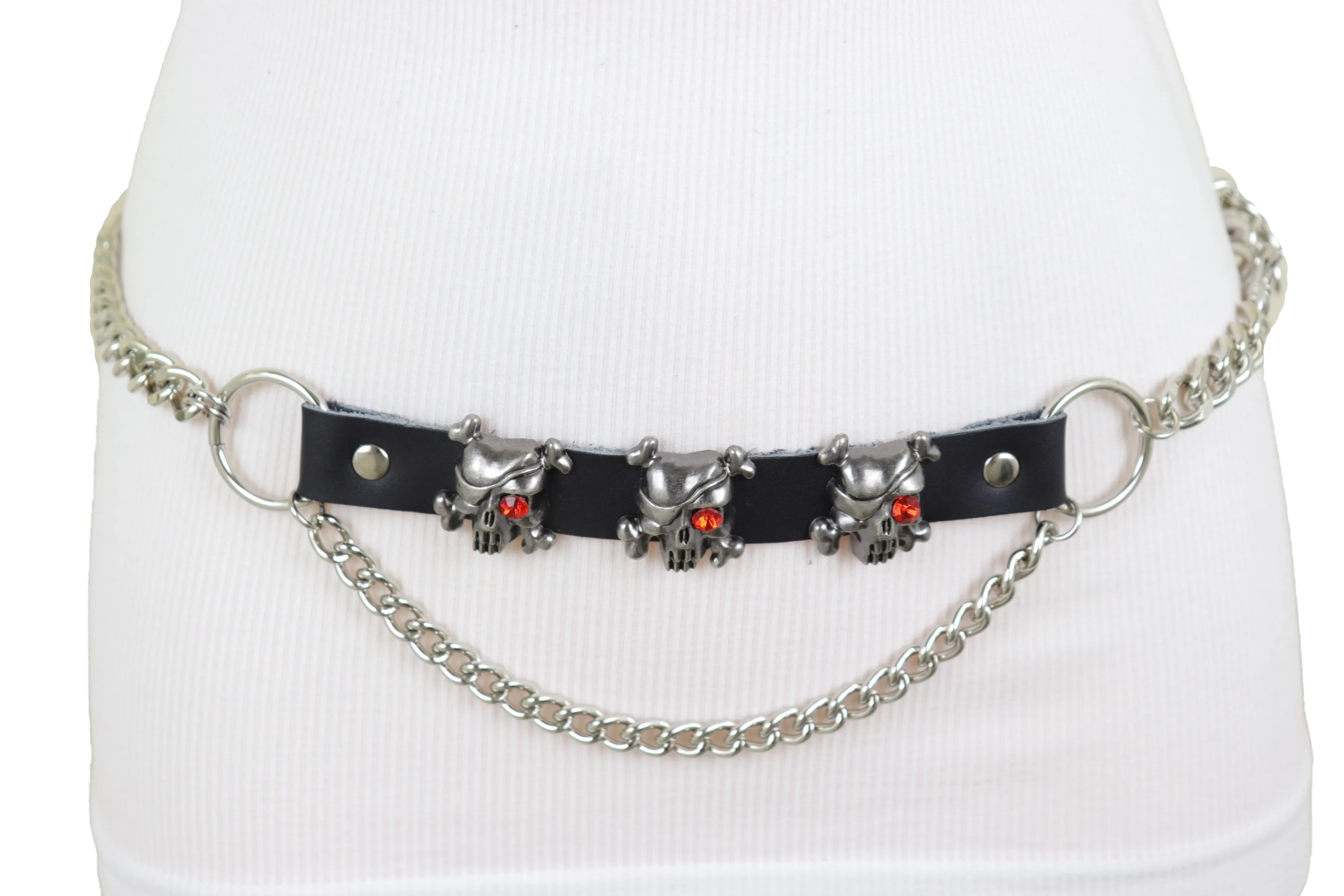 Fashion Belt Hip Waist Silver Metal Chain Skull Pirate Charms Plus XL XXL