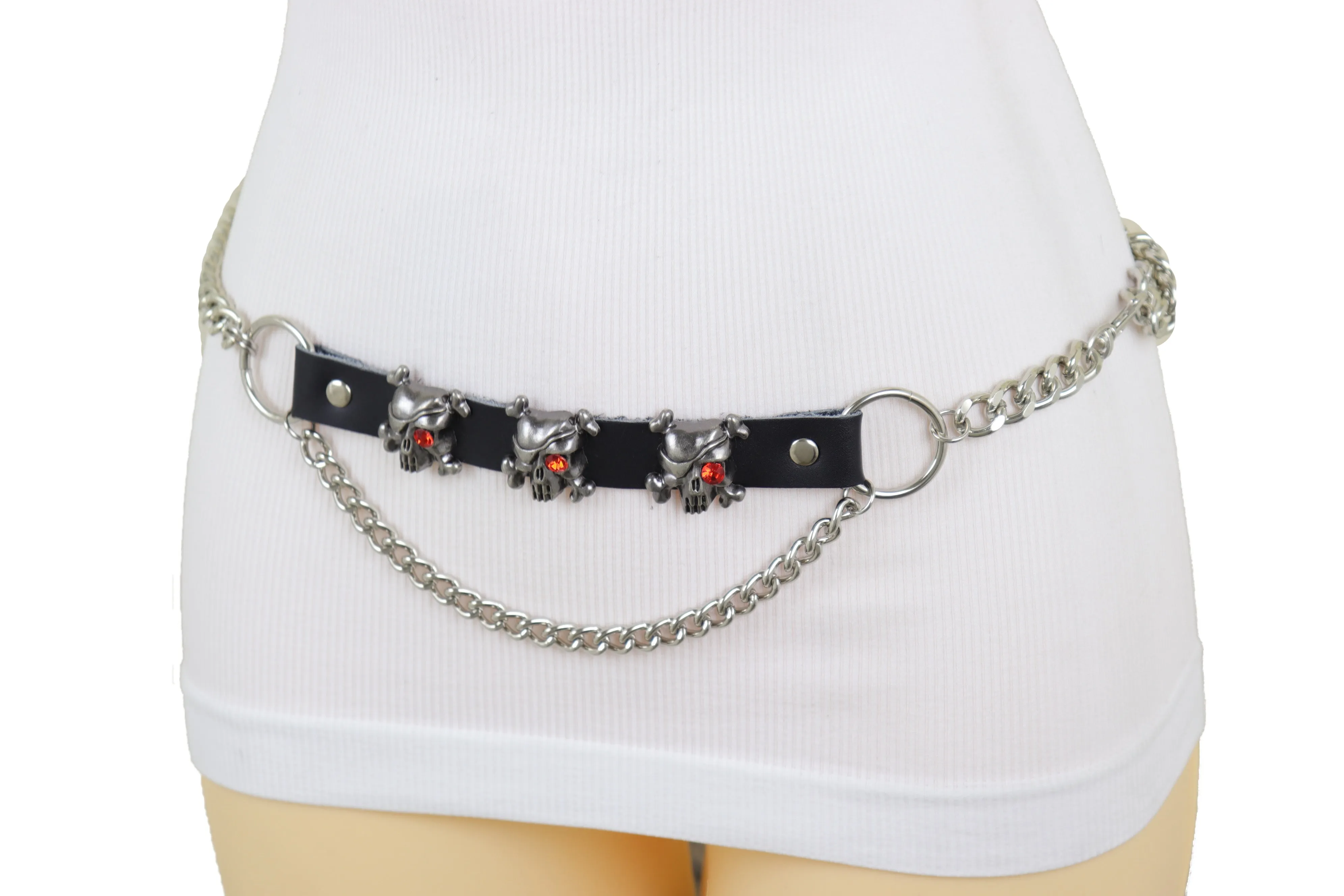 Fashion Belt Hip Waist Silver Metal Chain Skull Pirate Charms Plus XL XXL