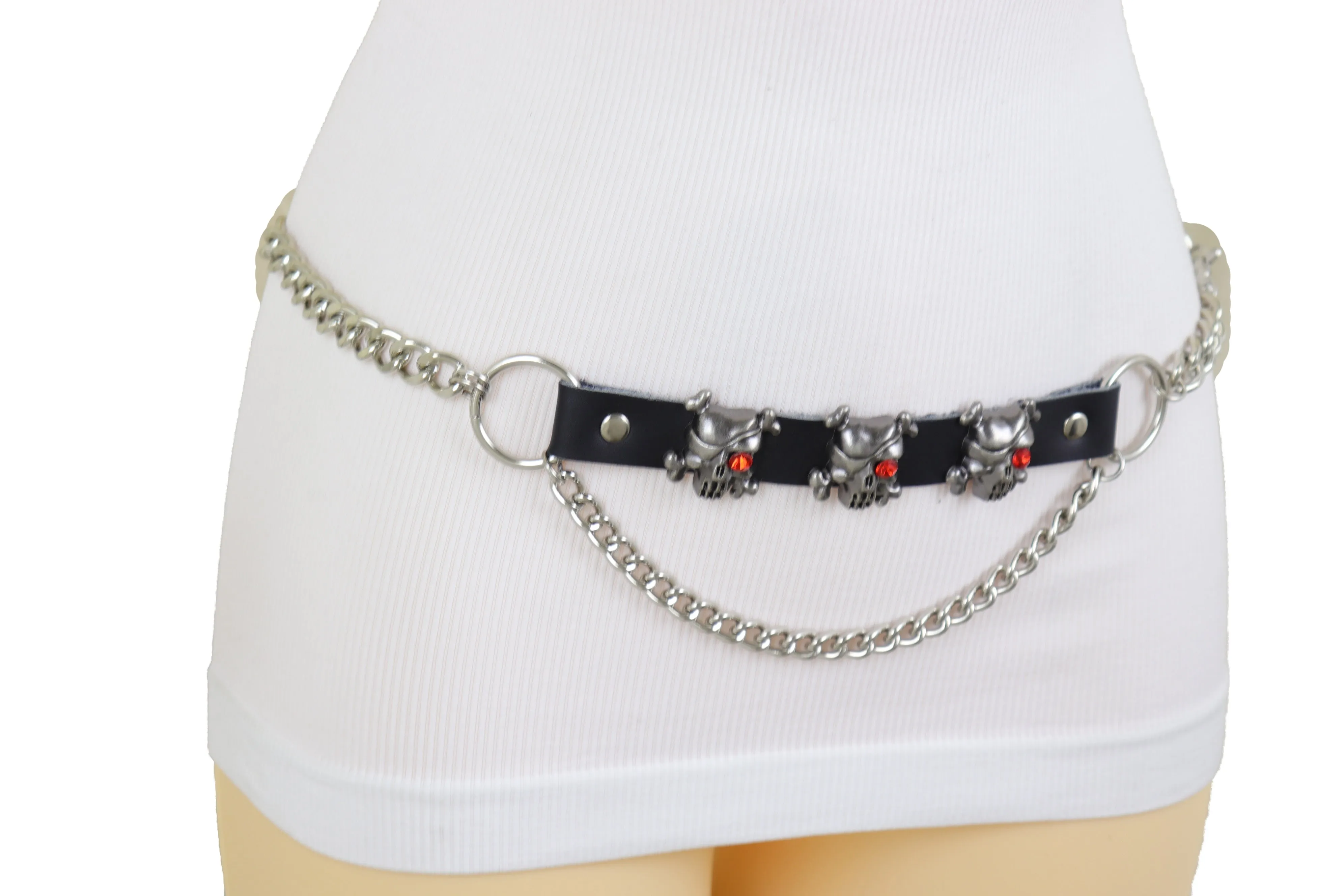 Fashion Belt Hip Waist Silver Metal Chain Skull Pirate Charms Plus XL XXL