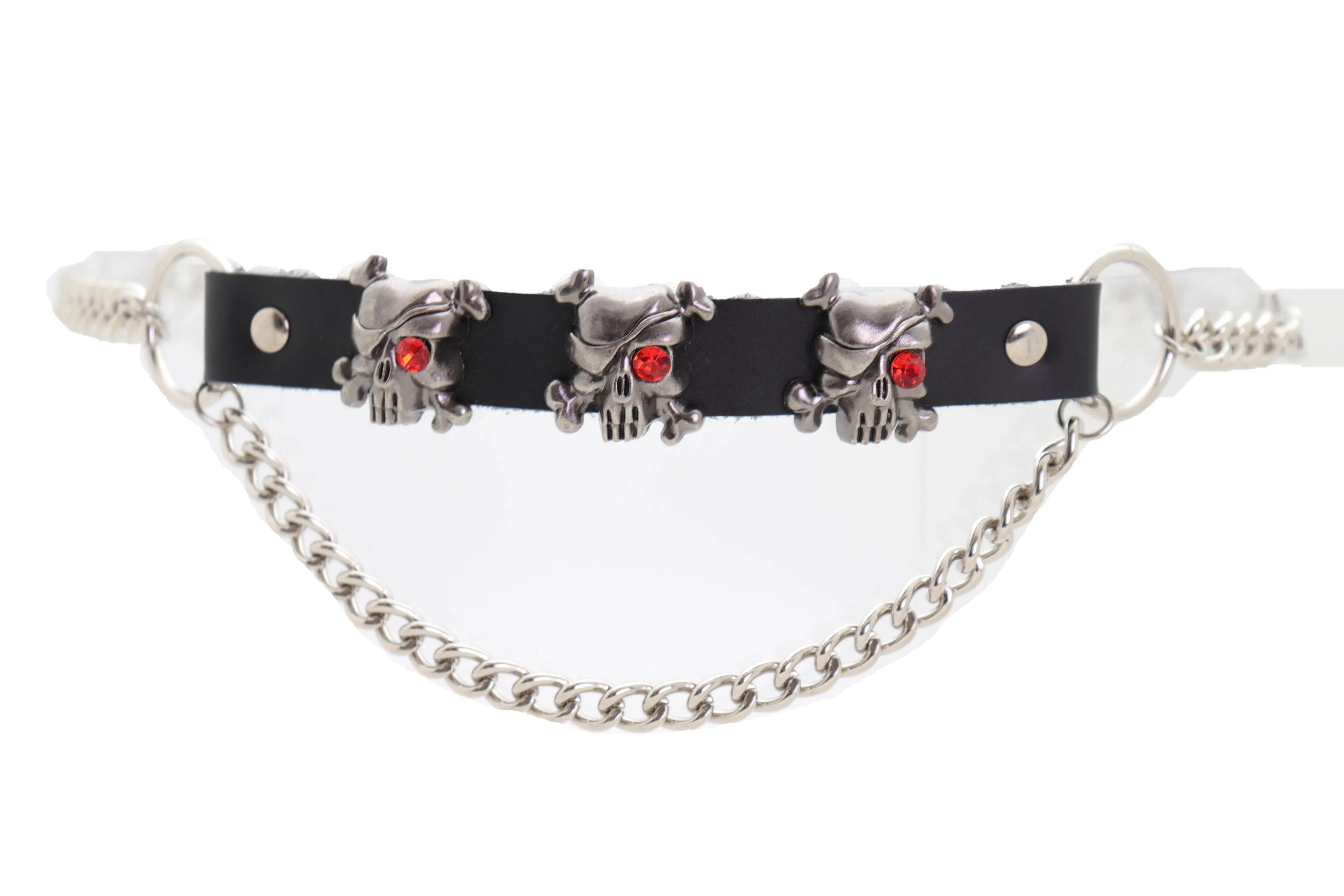 Fashion Belt Hip Waist Silver Metal Chain Skull Pirate Charms Plus XL XXL