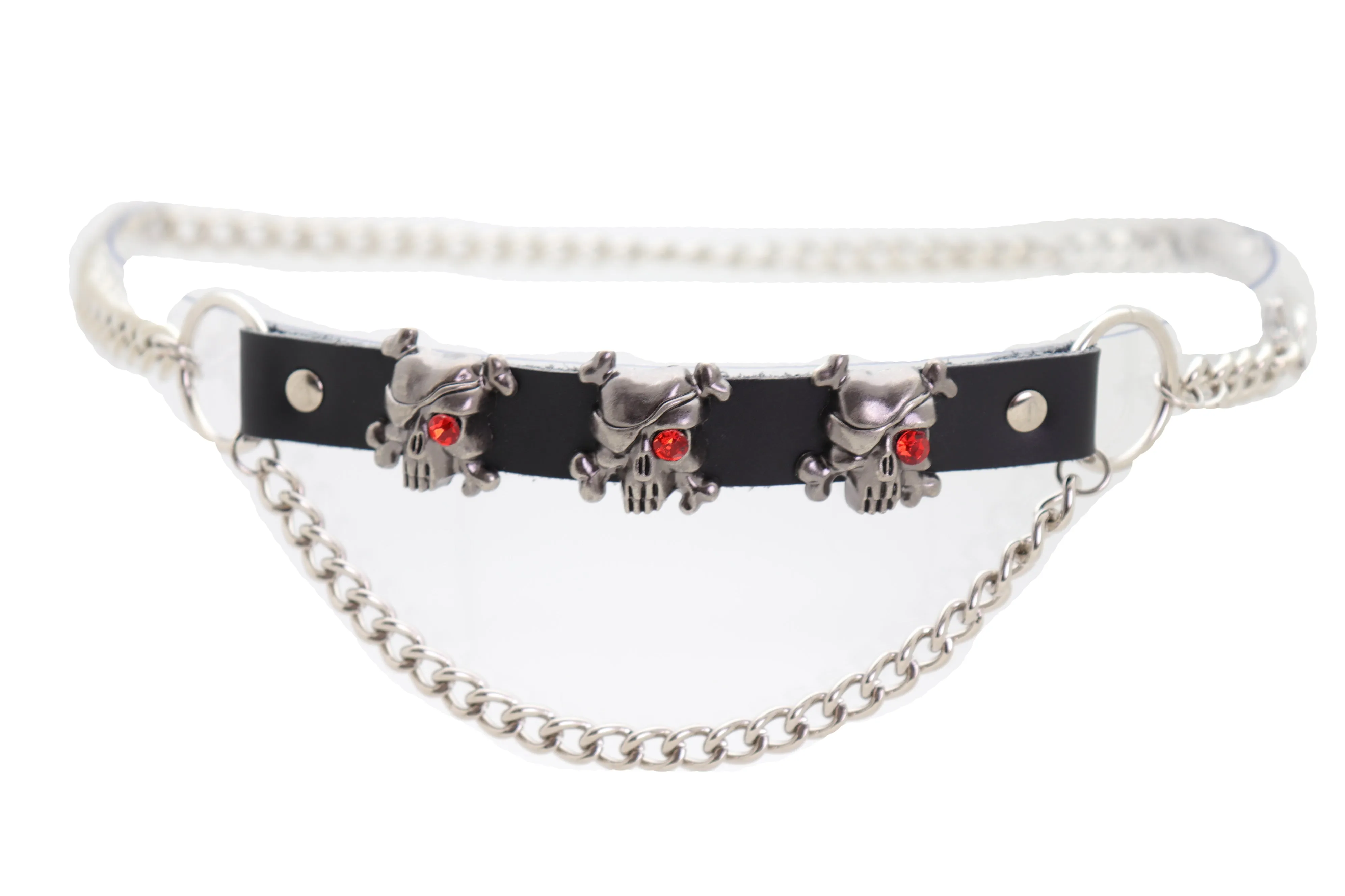 Fashion Belt Hip Waist Silver Metal Chain Skull Pirate Charms Plus XL XXL