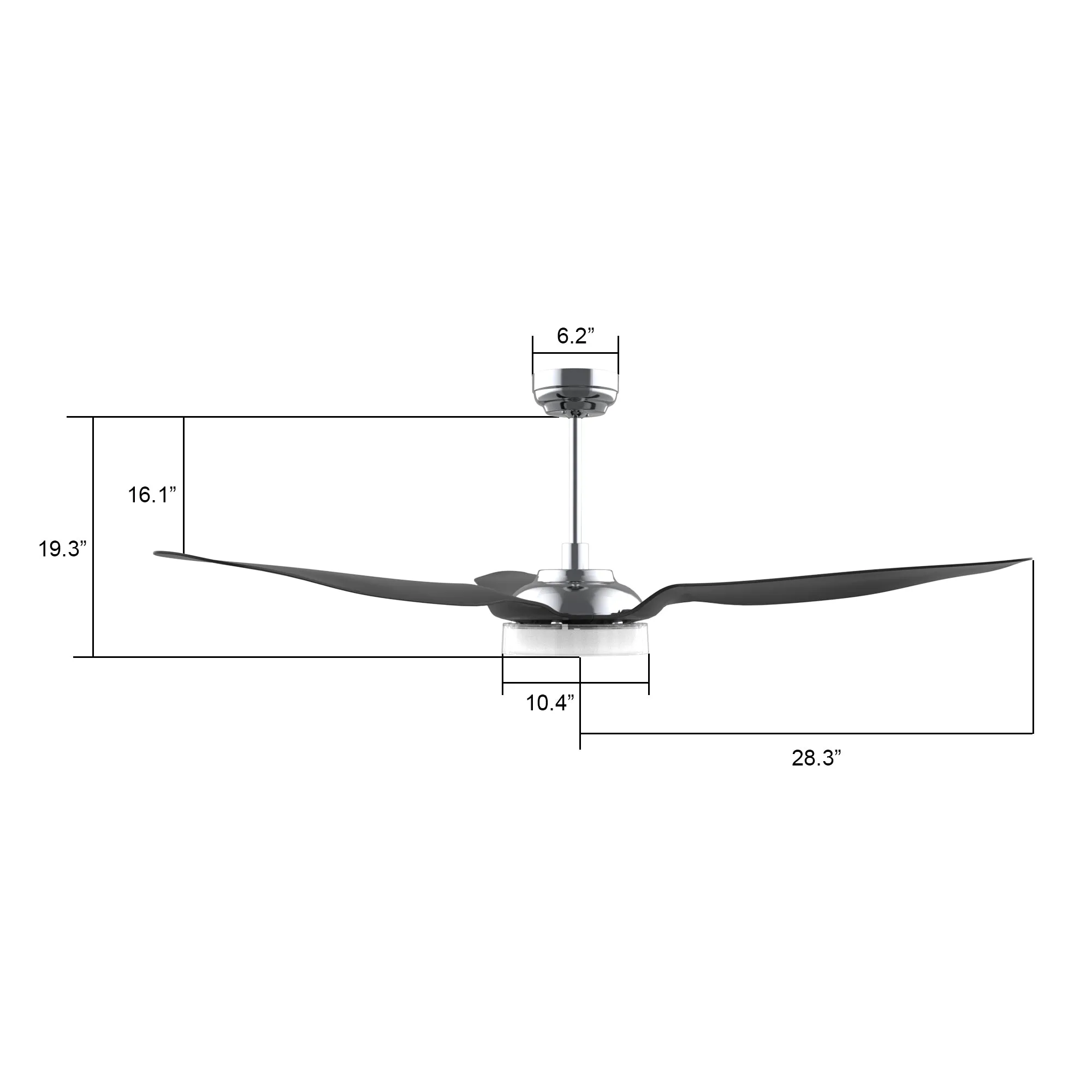 FLETCHER 56 inch 3-Blade Smart Ceiling Fan with LED Light Kit & Remote - Silver/Black