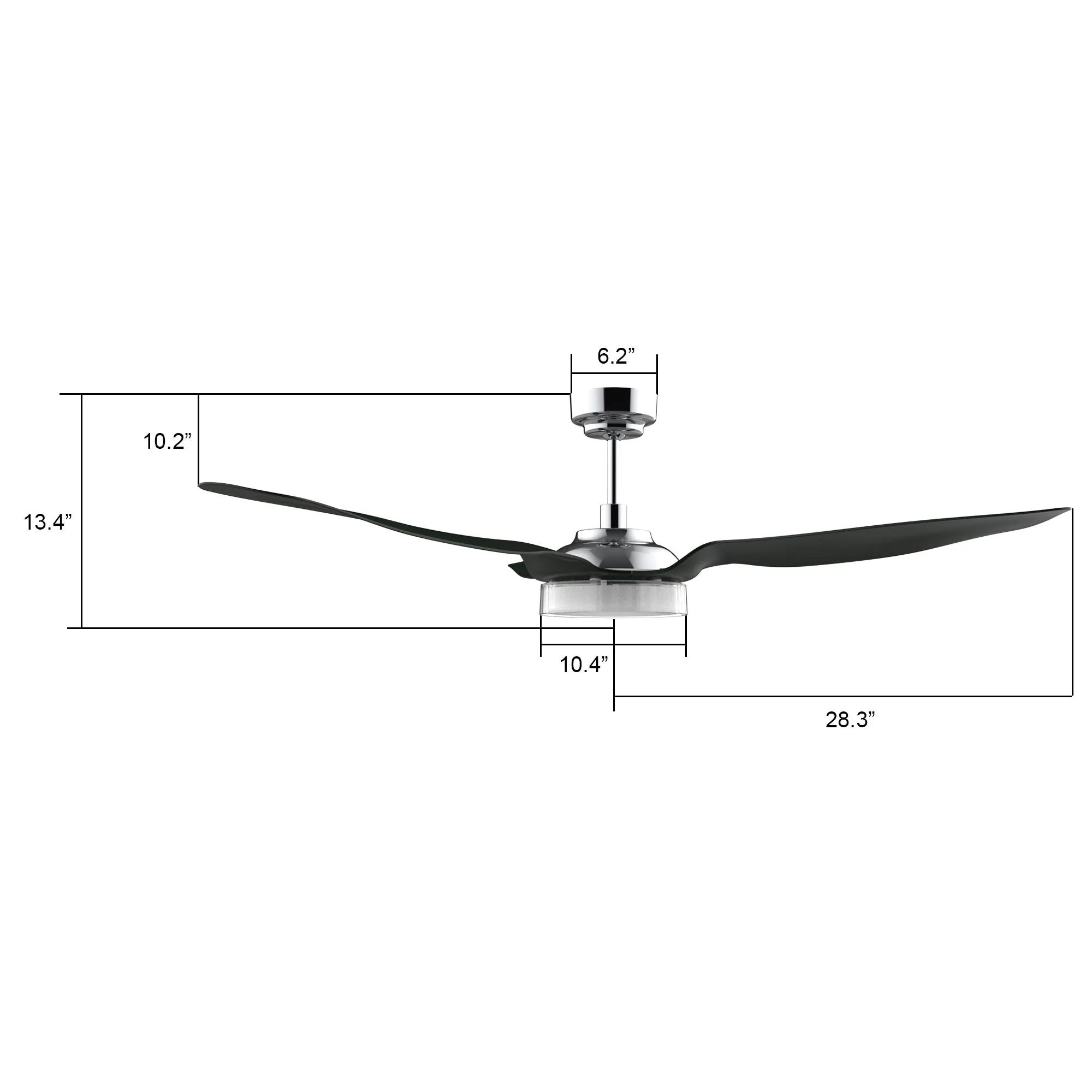 FLETCHER 56 inch 3-Blade Smart Ceiling Fan with LED Light Kit & Remote - Silver/Black