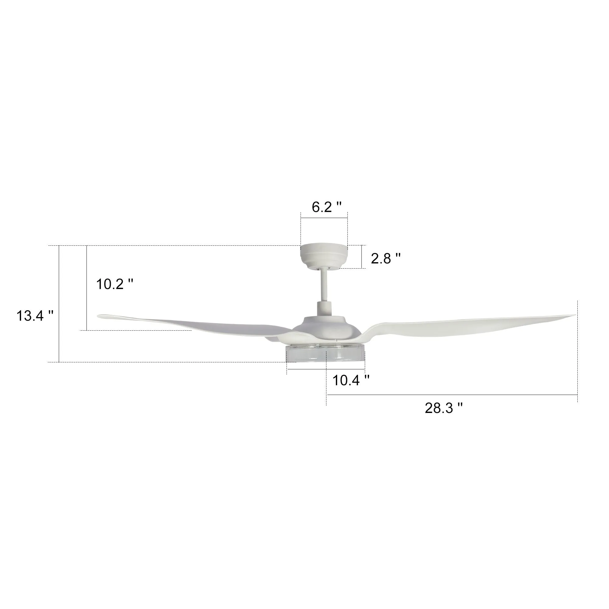 FLETCHER 56 inch 3-Blade Smart Ceiling Fan with LED Light Kit & Remote - White/White (Set of 2)