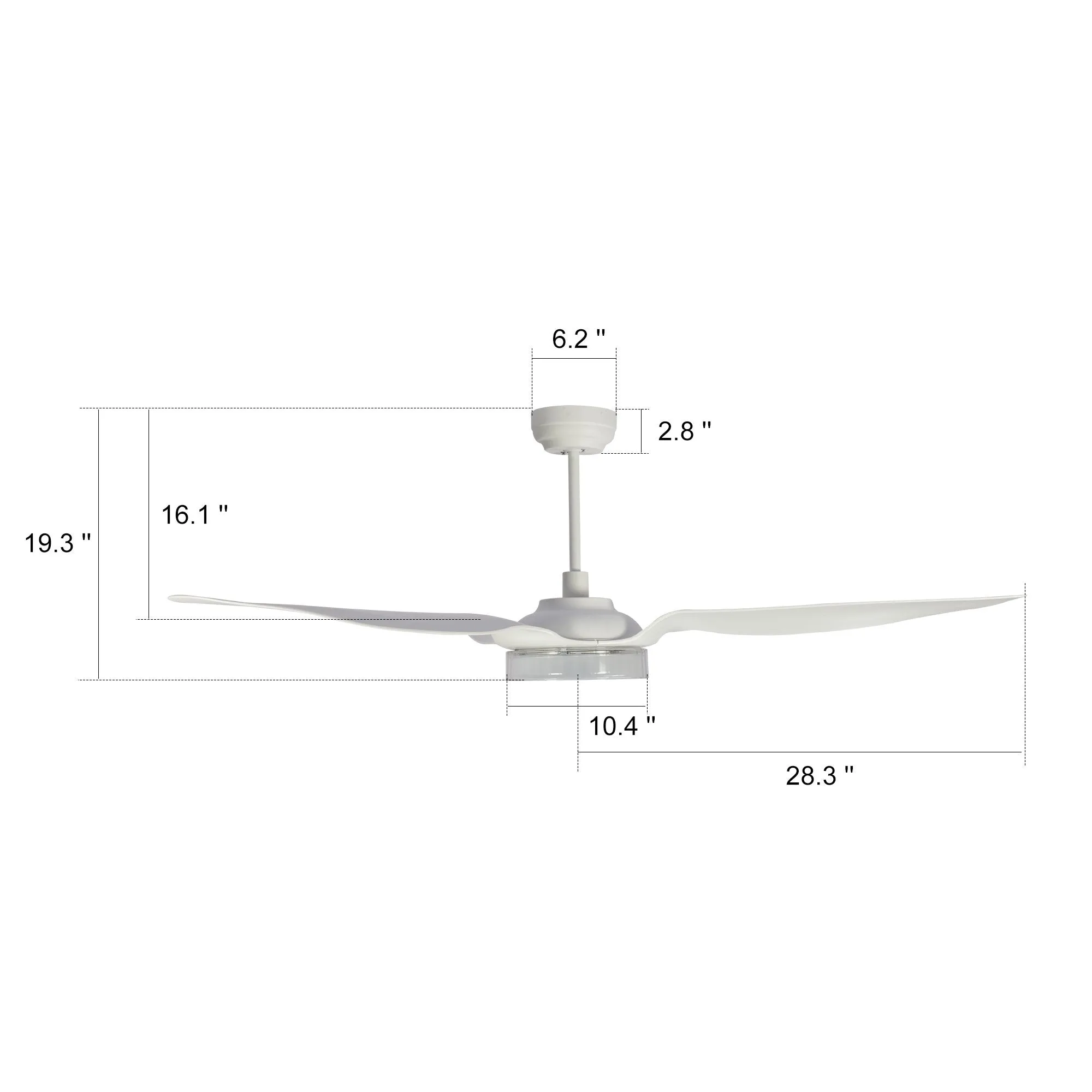 FLETCHER 56 inch 3-Blade Smart Ceiling Fan with LED Light Kit & Remote - White/White (Set of 2)