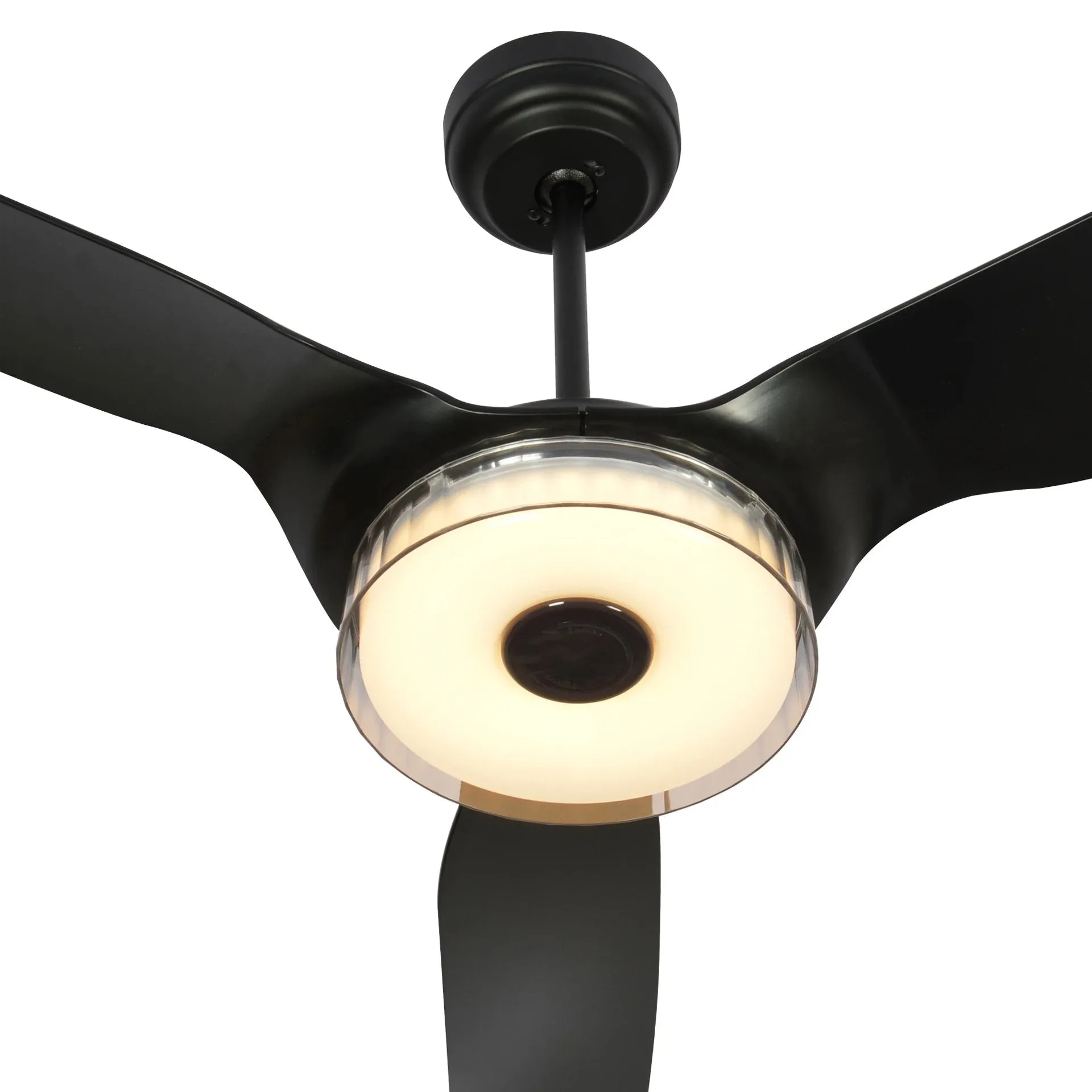 FLETCHER 60 inch 3-Blade Smart Ceiling Fan with LED Light Kit & Remote - Black/Black