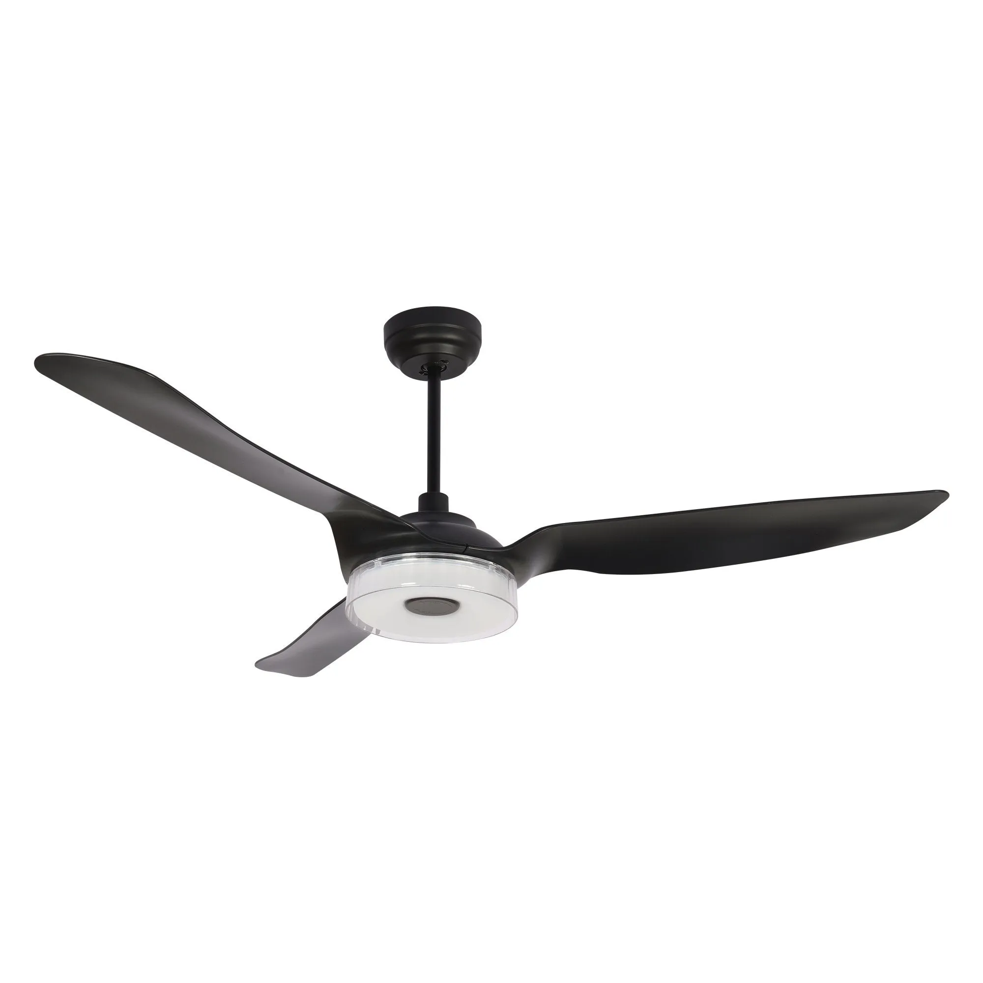 FLETCHER 60 inch 3-Blade Smart Ceiling Fan with LED Light Kit & Remote - Black/Black