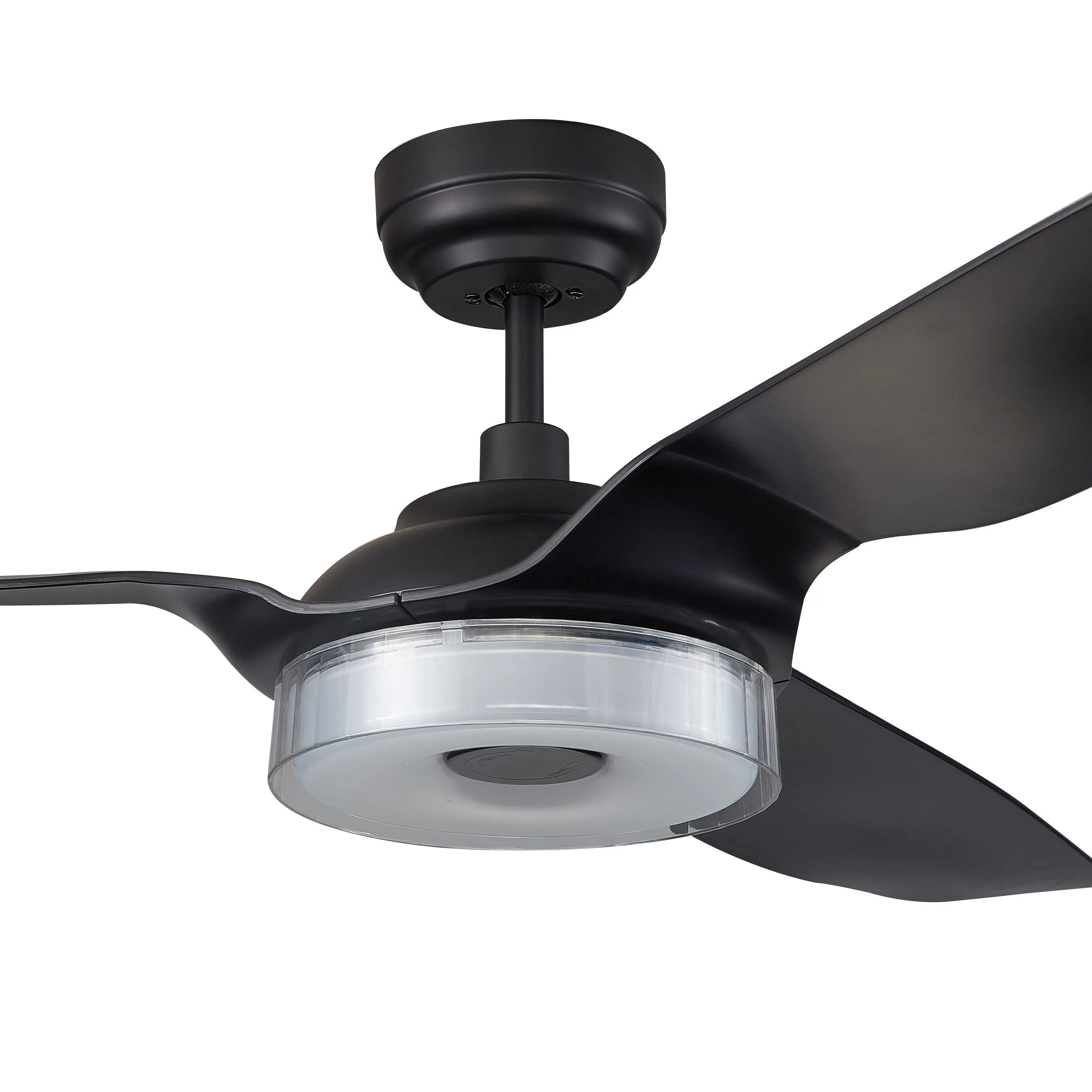 FLETCHER 60 inch 3-Blade Smart Ceiling Fan with LED Light Kit & Remote - Black/Black