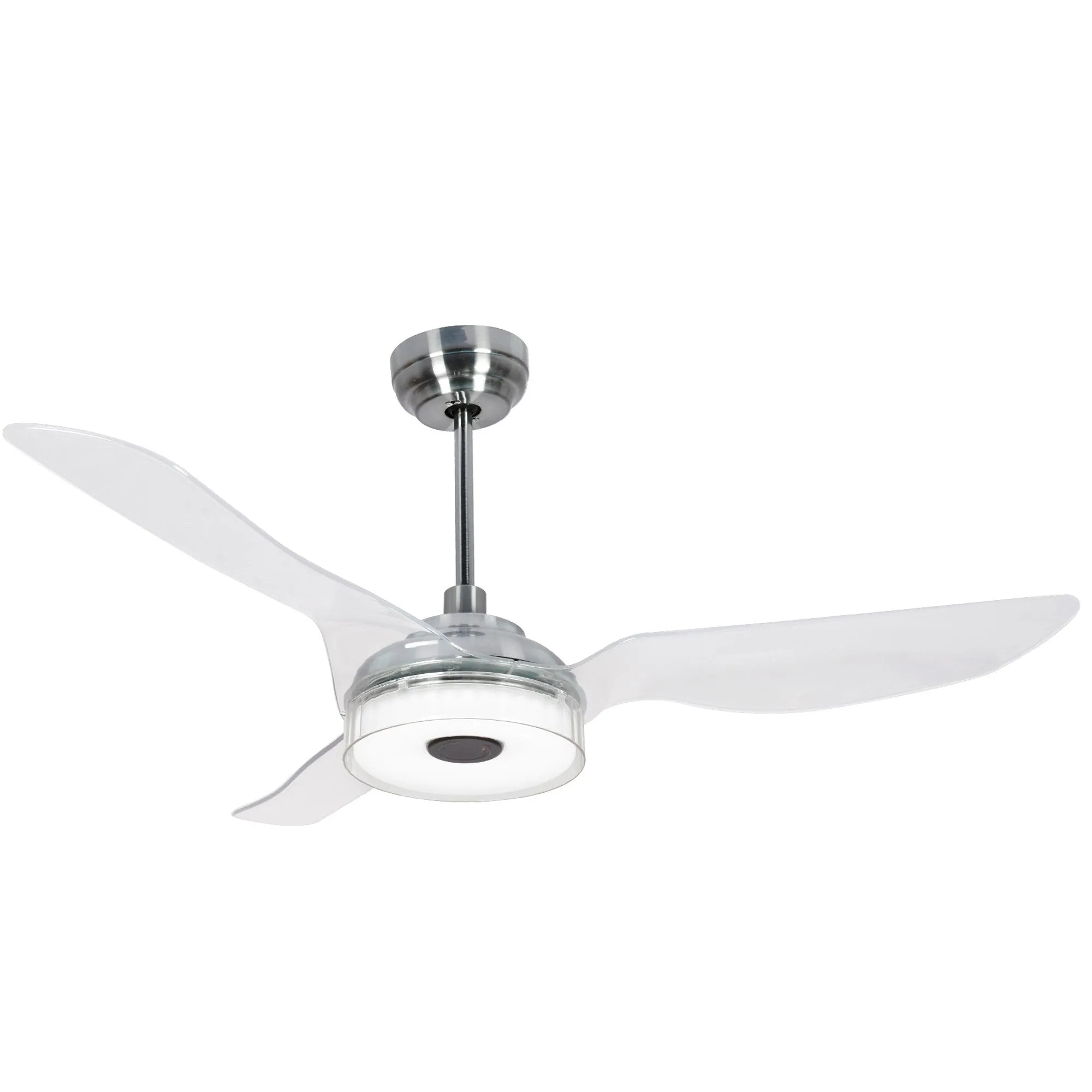 FLETCHER 60 inch 3-Blade Smart Ceiling Fan With LED Light Kit & Remote-Silver/Clear