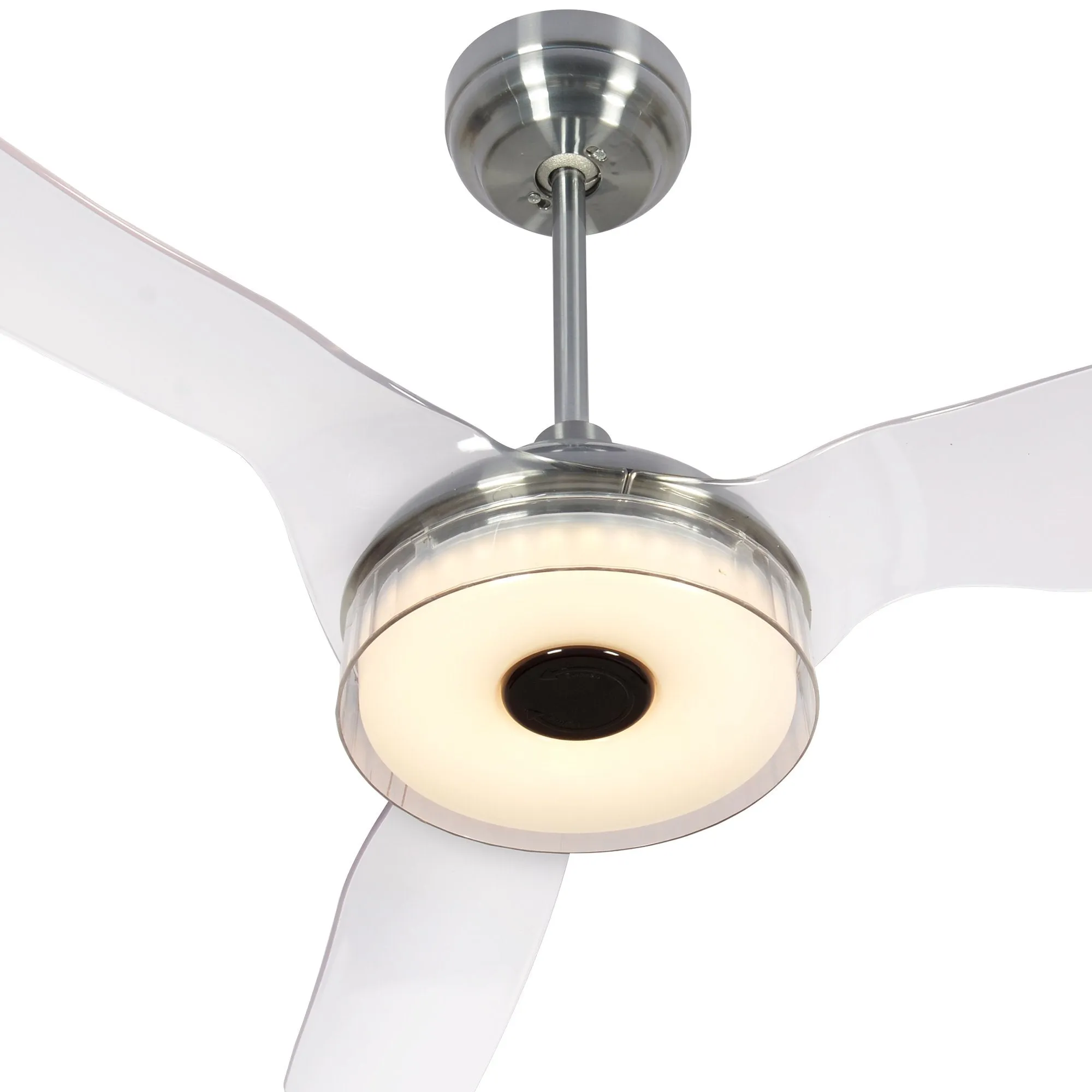 FLETCHER 60 inch 3-Blade Smart Ceiling Fan With LED Light Kit & Remote-Silver/Clear