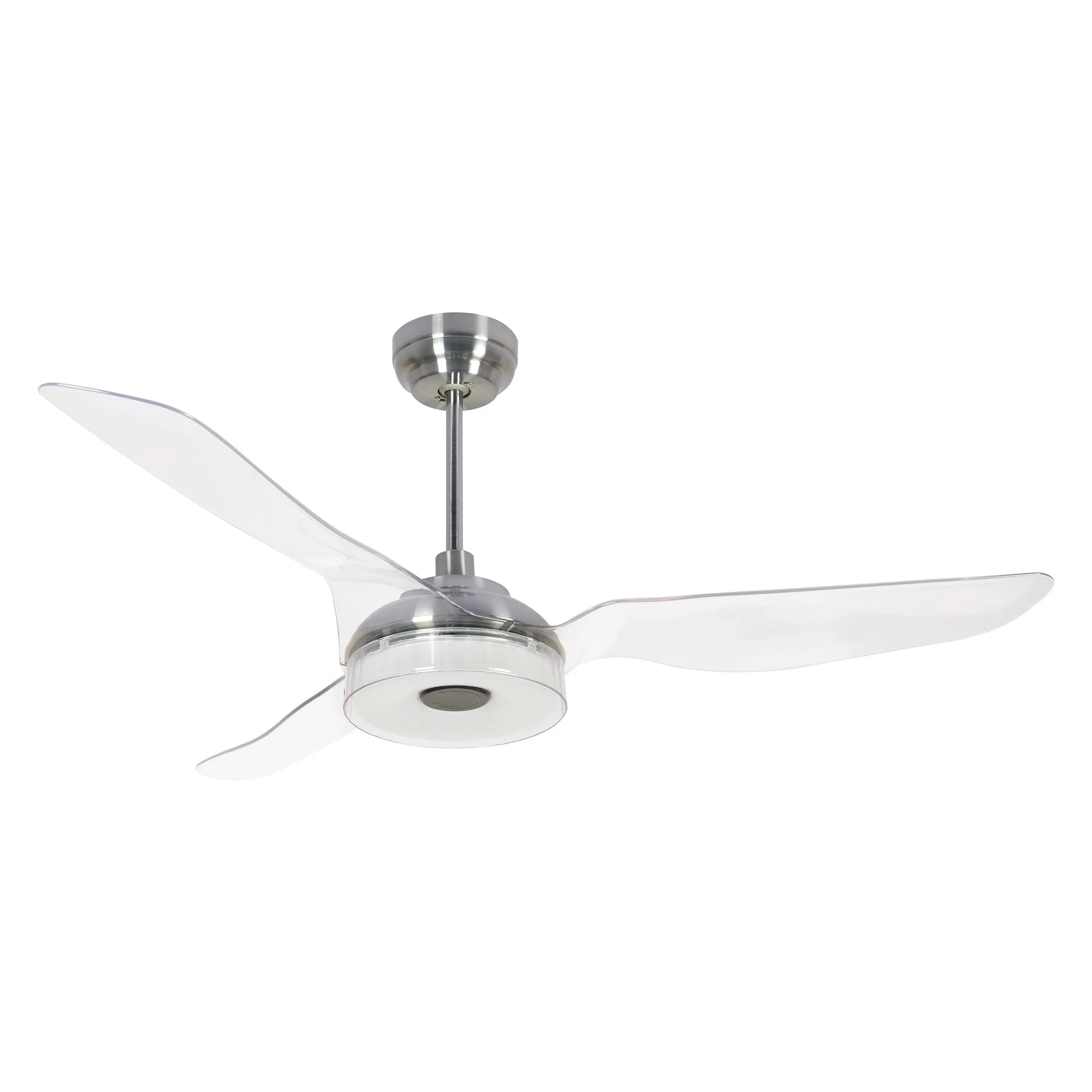 FLETCHER 60 inch 3-Blade Smart Ceiling Fan With LED Light Kit & Remote-Silver/Clear