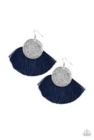 Foxtrot Fringe - Blue & Silver Paparazzi Earrings