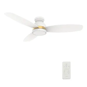 FREMONT 48 inch 3-Blade Flush Mount Smart Ceiling Fan with LED Light Kit & Remote- White/White