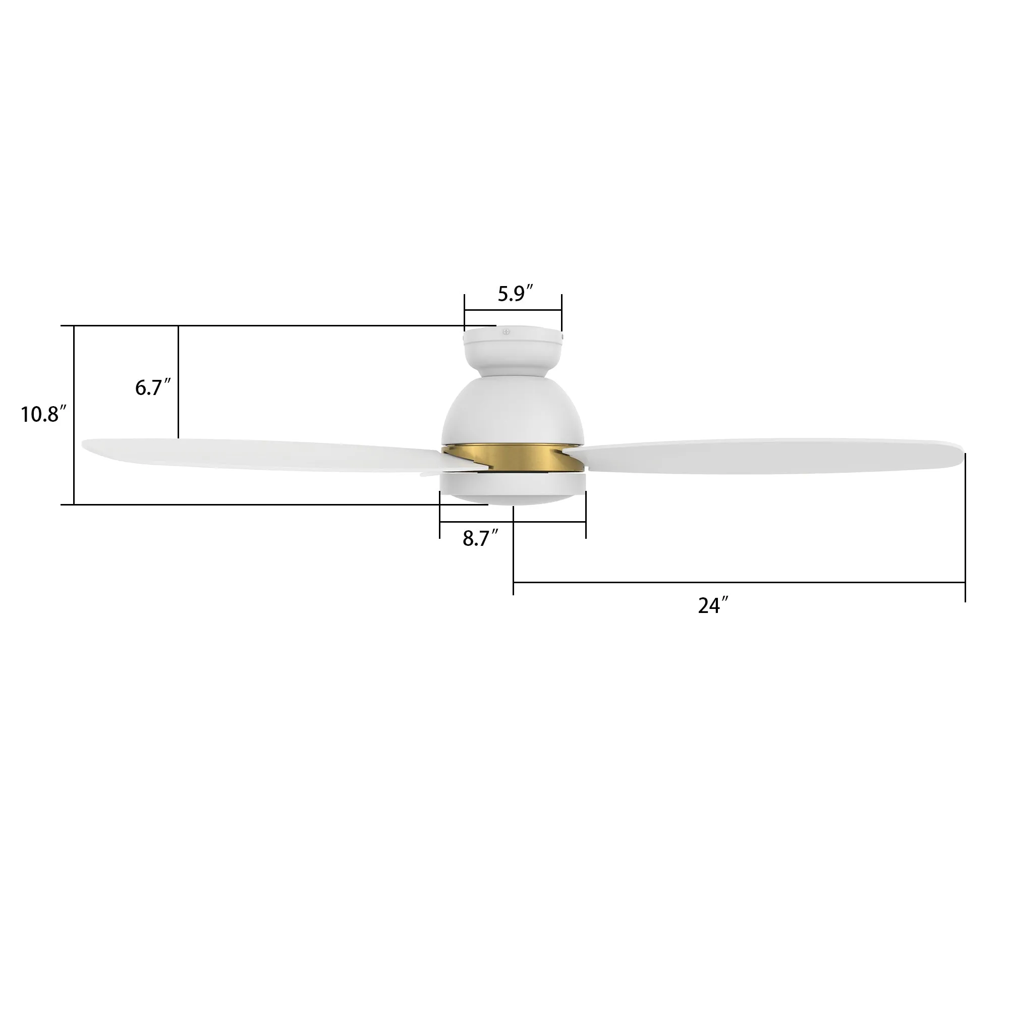 FREMONT 48 inch 3-Blade Flush Mount Smart Ceiling Fan with LED Light Kit & Remote- White/White