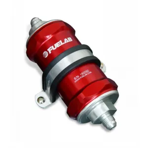 FUELAB 81824-2 In-Line Fuel Filter (12AN in/out, 3 inch 100 micron stainless steel element) Red