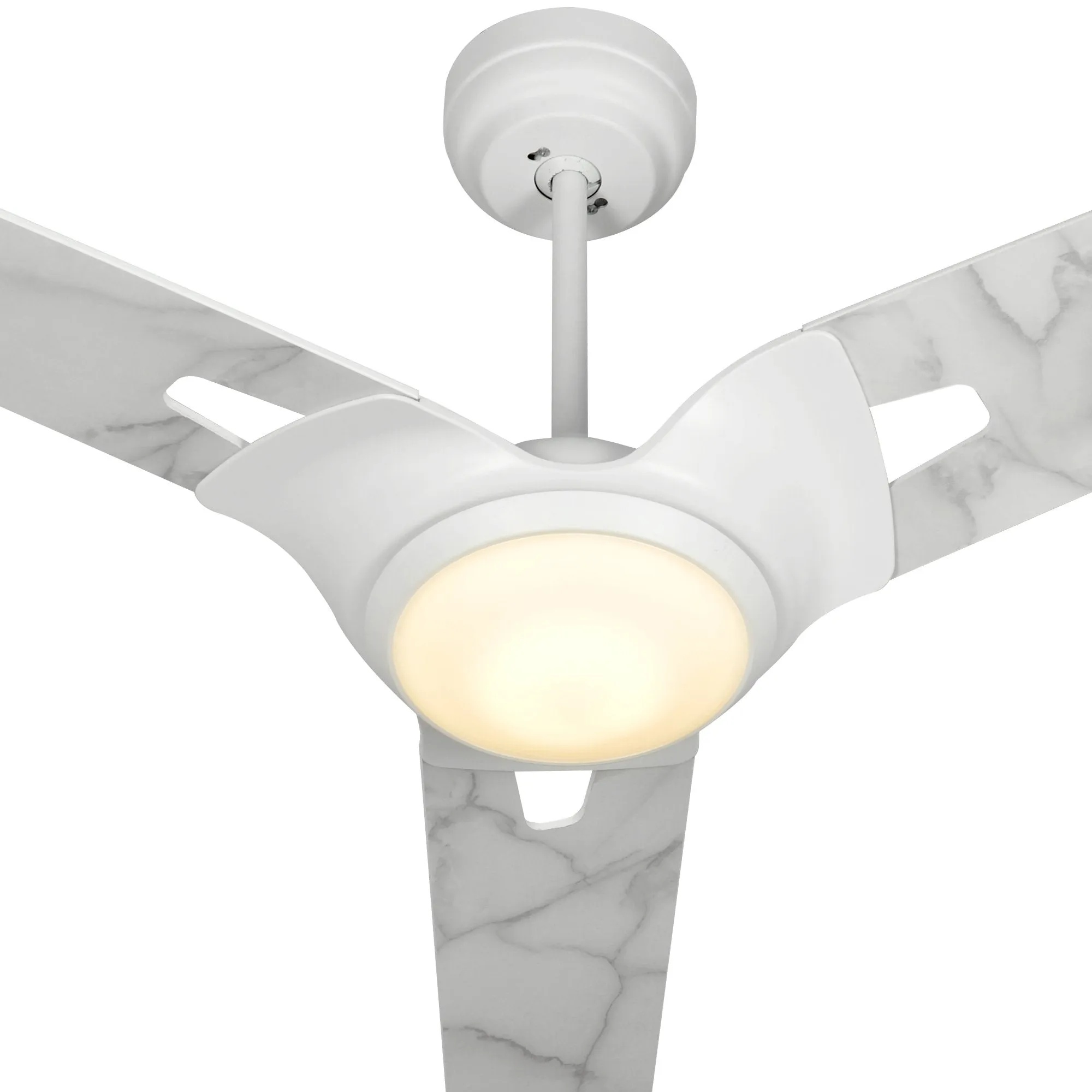 HOFFEN 52 inch 3-Blade Smart Ceiling Fan with LED Light Kit & Remote - White/Marble Pattern