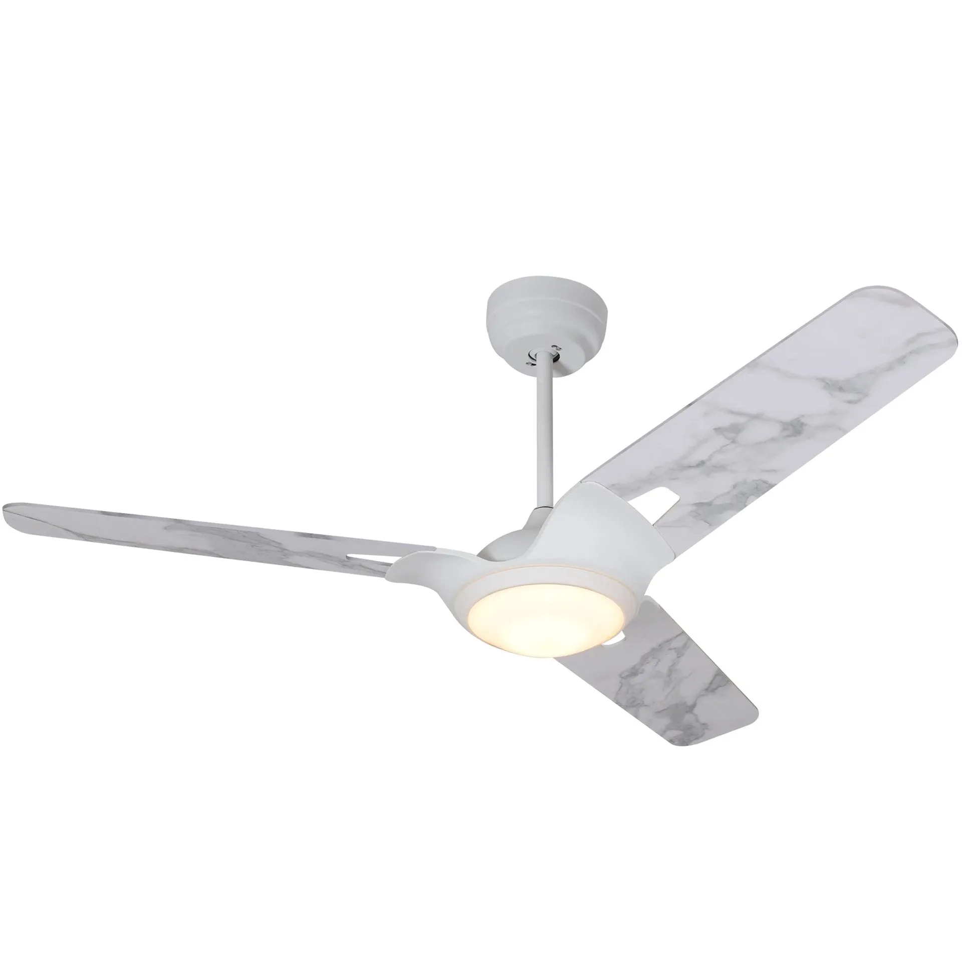 HOFFEN 52 inch 3-Blade Smart Ceiling Fan with LED Light Kit & Remote - White/Marble Pattern