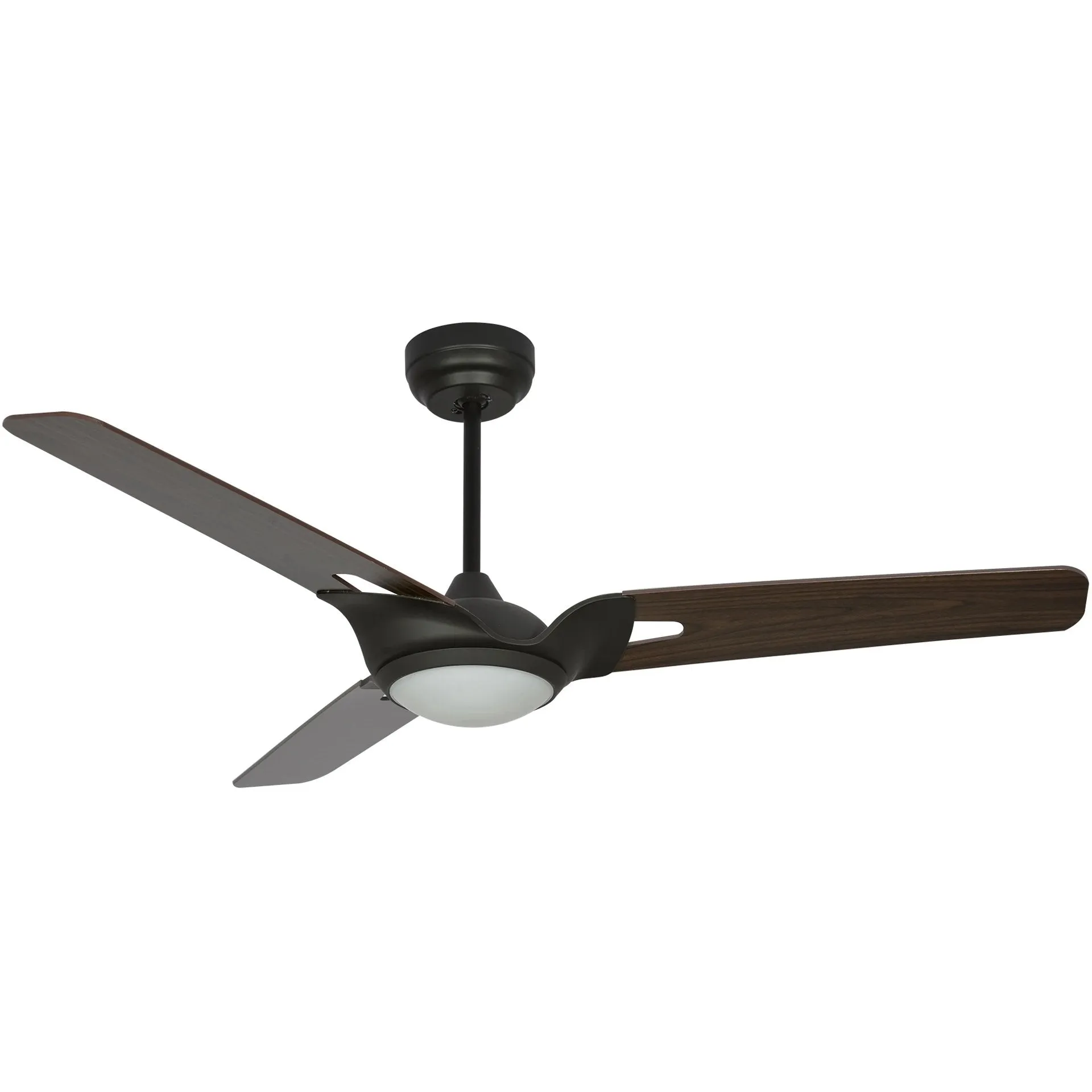 HOFFEN 56 inch 3-Blade Smart Ceiling Fan with LED Light Kit & Remote - Black/Dark Wood Pattern