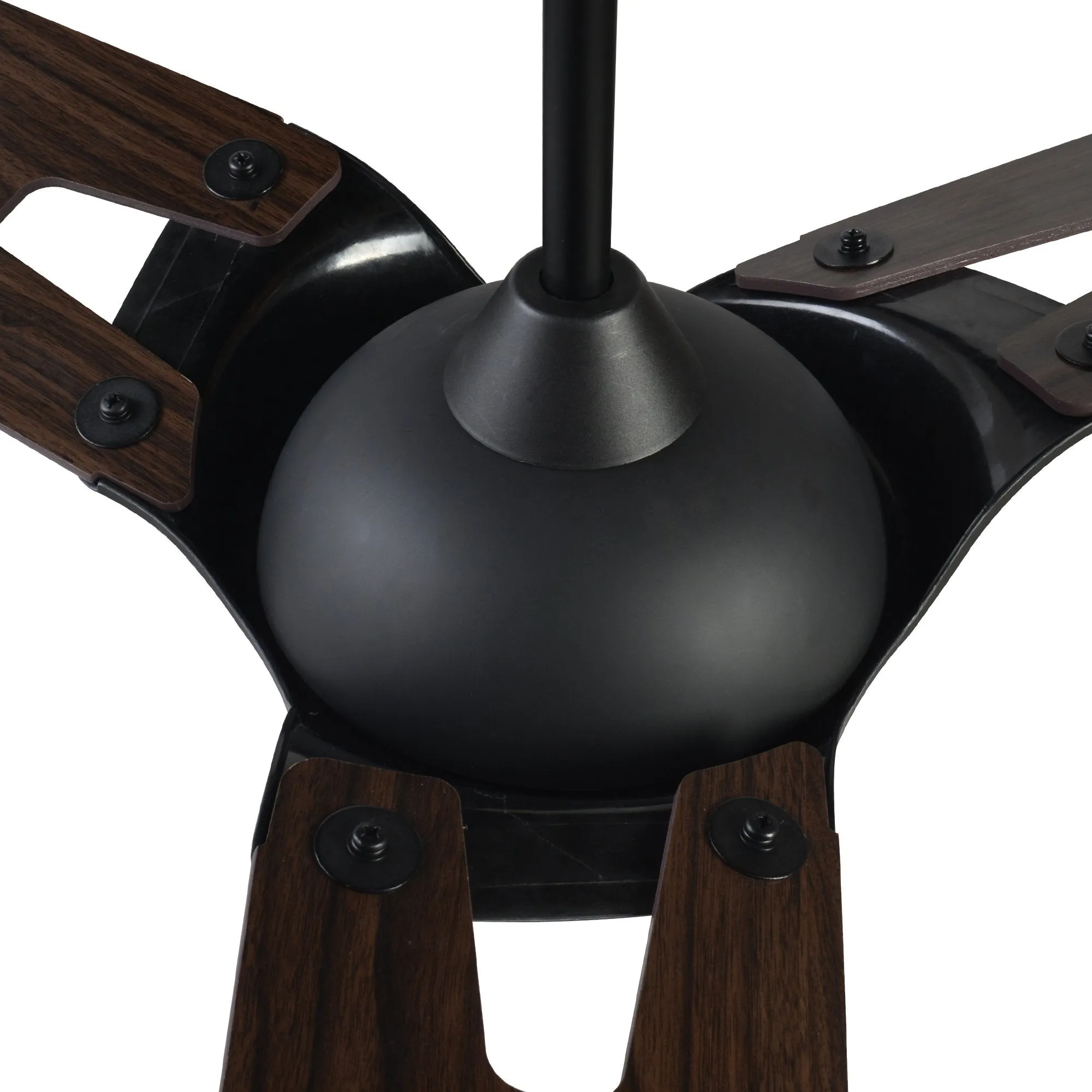 HOFFEN 56 inch 3-Blade Smart Ceiling Fan with LED Light Kit & Remote - Black/Dark Wood Pattern