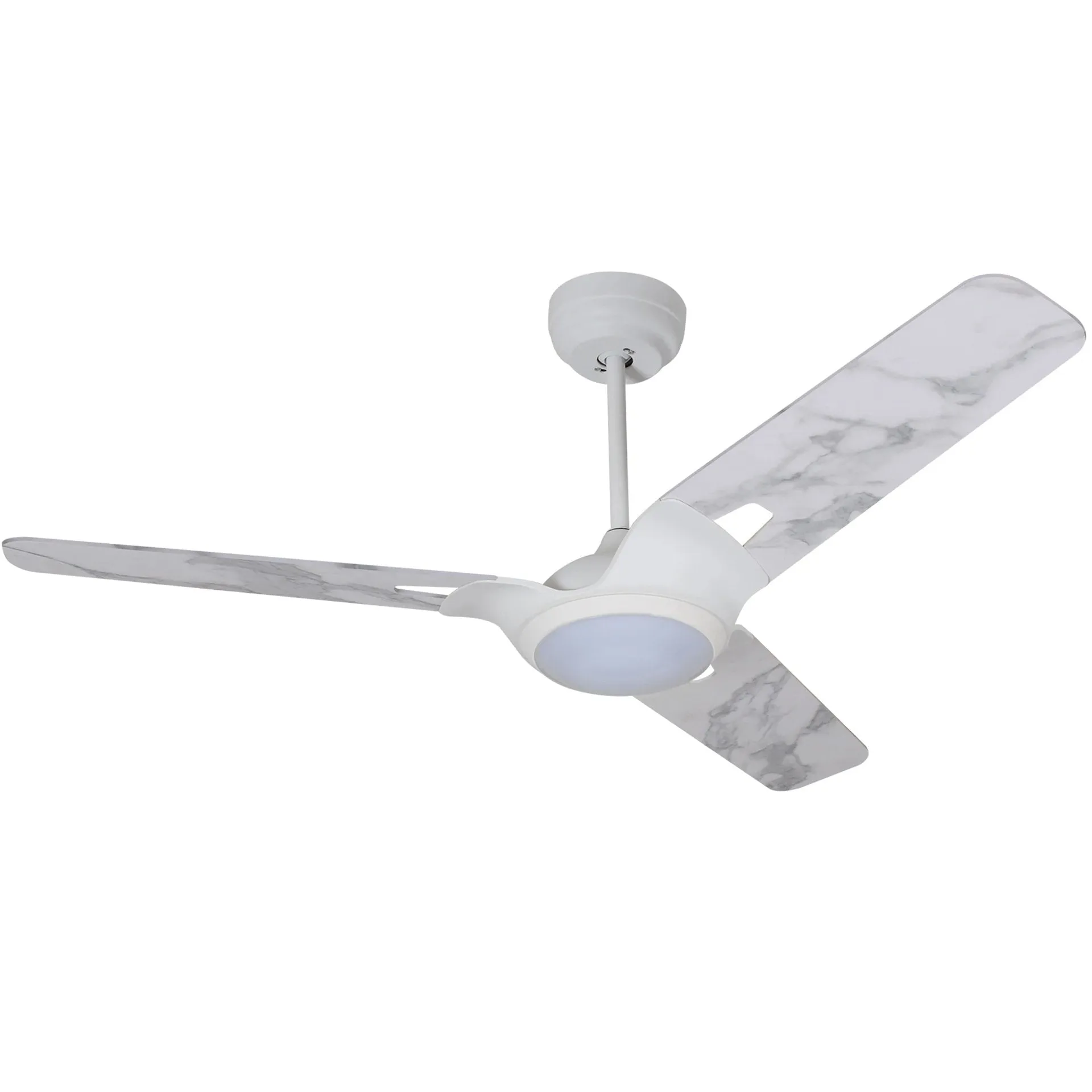 HOFFEN 56 inch 3-Blade Smart Ceiling Fan with LED Light Kit & Remote - White/Marble Pattern