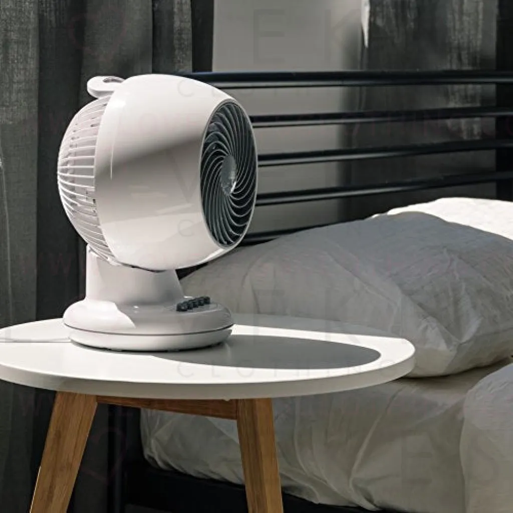 IRIS USA WOOZOO Oscillating Fan, Vortex Fan, Air Circulation, 3 Speed Settings, 6 Tilting Head Settings, 46ft Max Air Distance, Medium, White