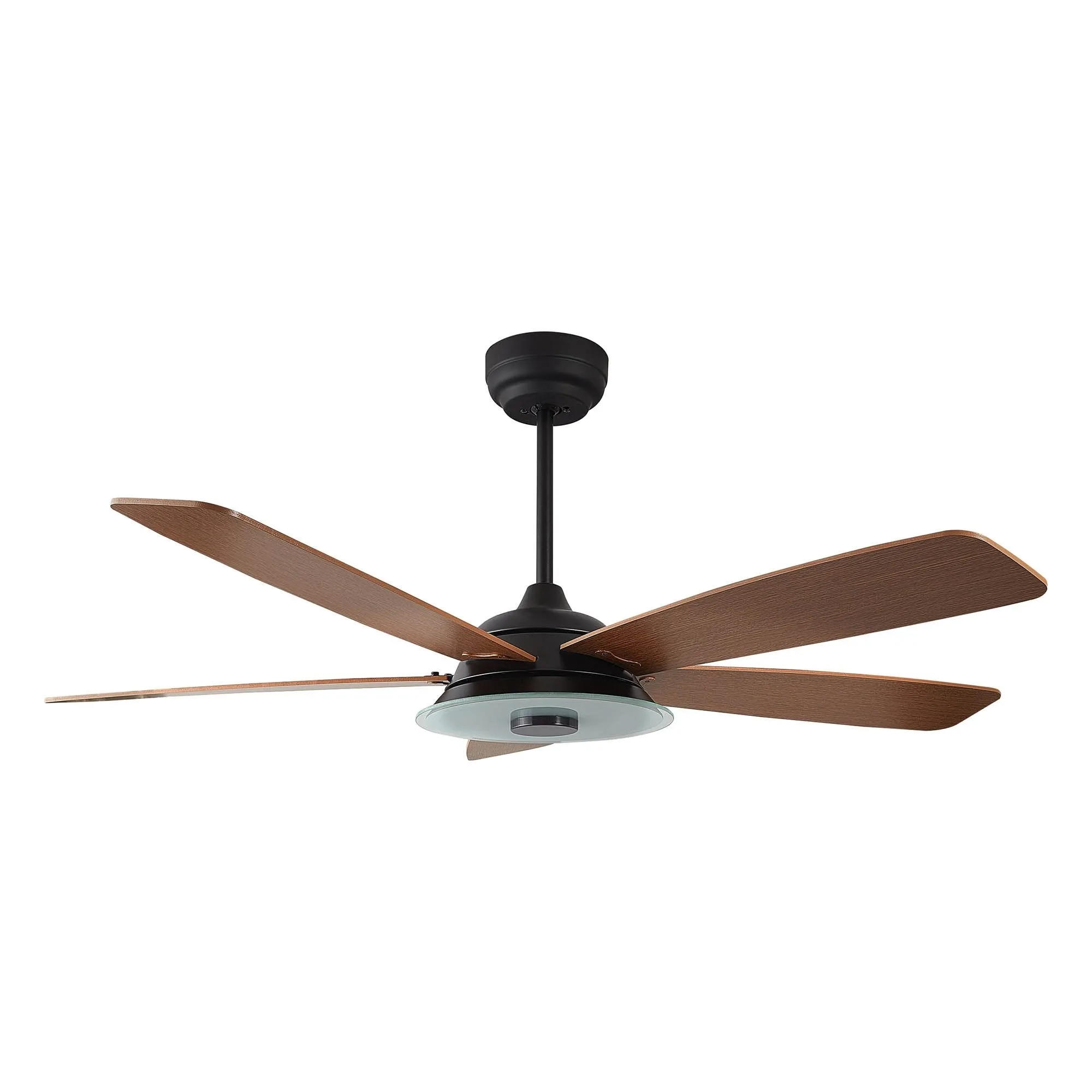 JOURNEY 52 inch 5-Blade Smart Ceiling Fan with LED Light Kit & Remote - Black/Fine Wood Grain