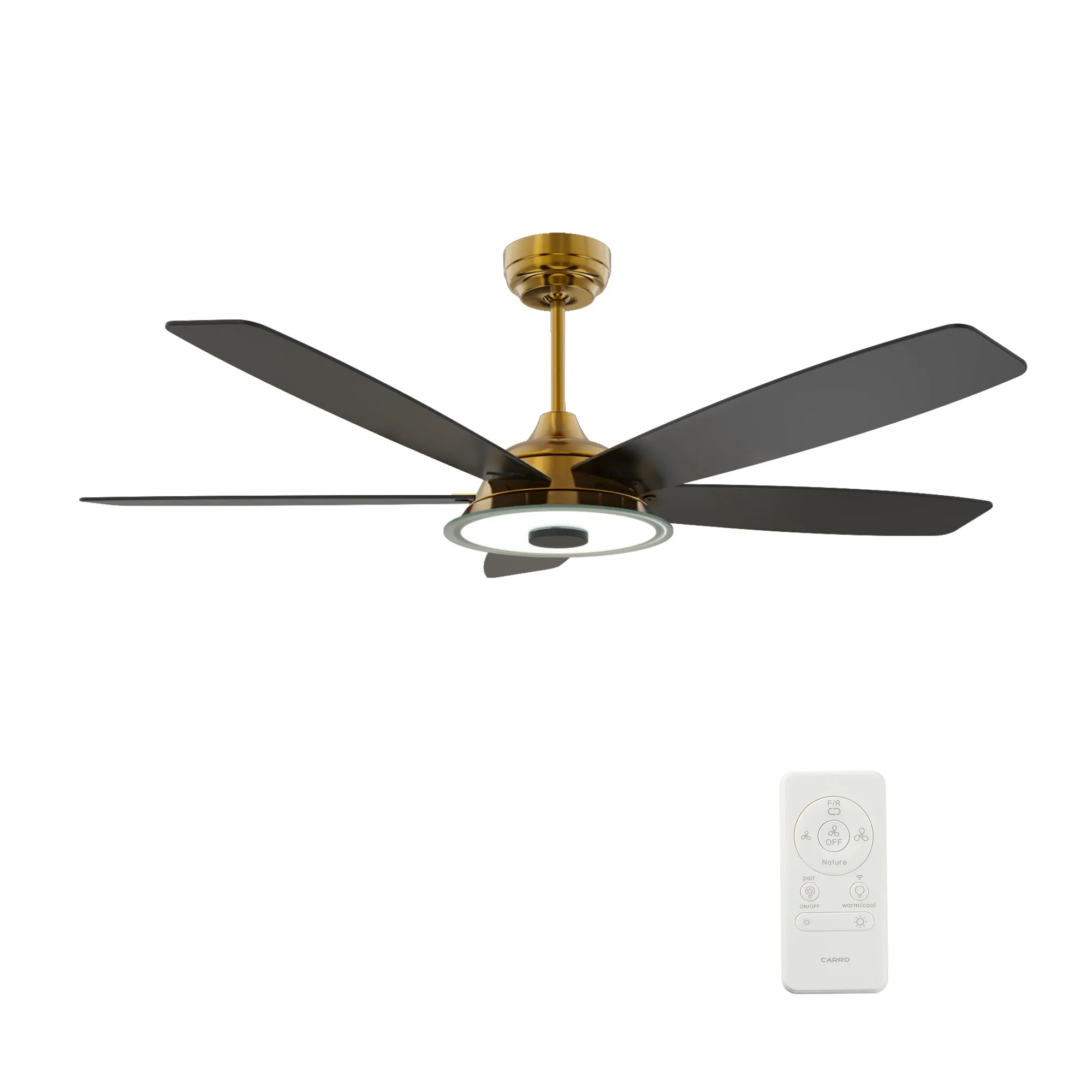 JOURNEY 52 inch 5-Blade Smart Ceiling Fan with LED Light Kit & Remote - Gold/Black