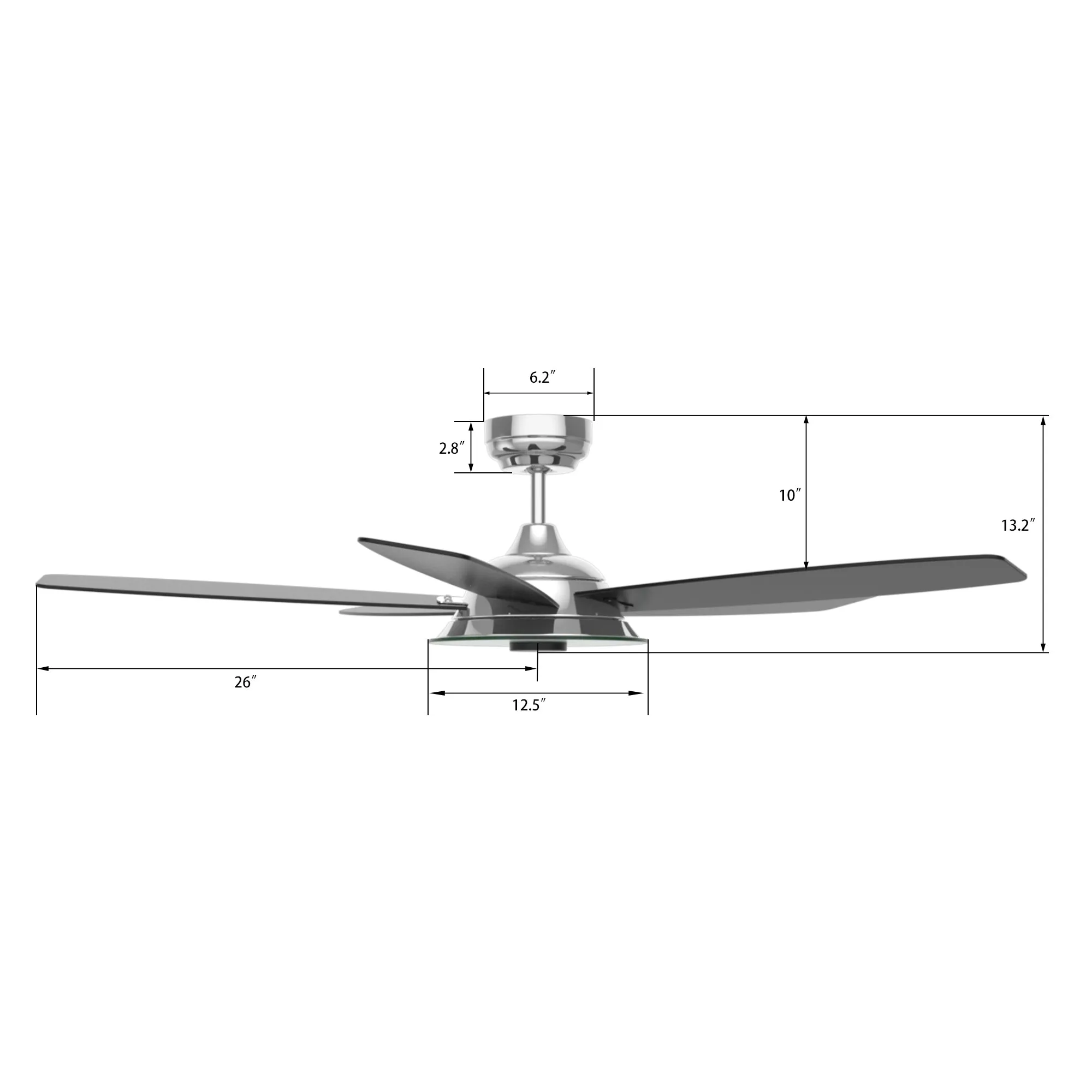 JOURNEY 52 inch 5-Blade Smart Ceiling Fan with LED Light Kit & Remote - Silver/Black