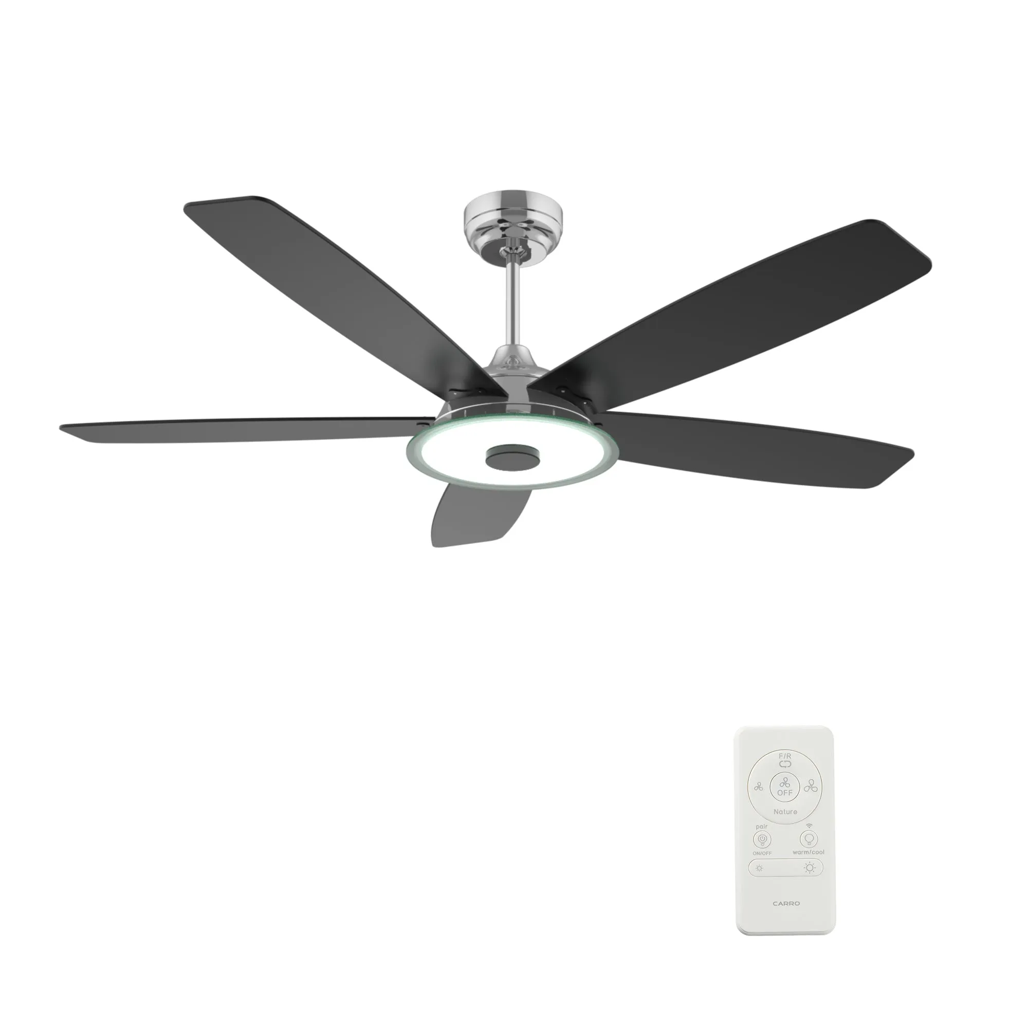 JOURNEY 52 inch 5-Blade Smart Ceiling Fan with LED Light Kit & Remote - Silver/Black