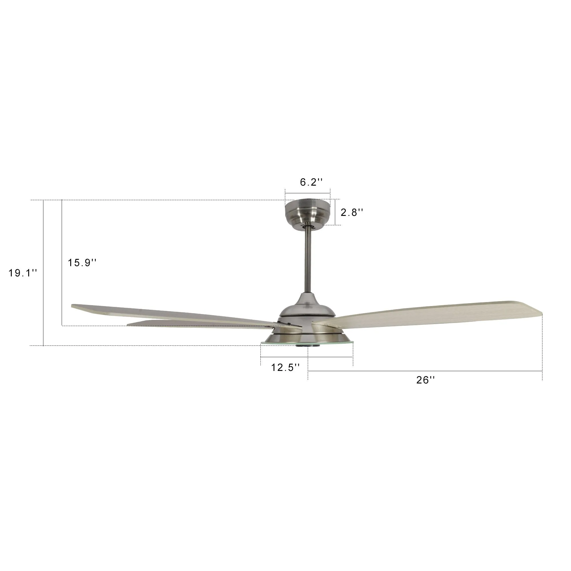 JOURNEY 52 inch 5-Blade Smart Ceiling Fan with LED Light Kit & Remote - Silver/Gray Wood