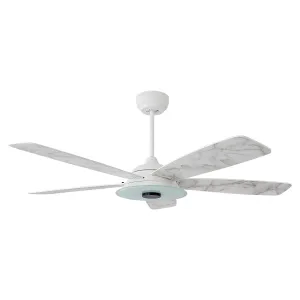 JOURNEY 52 inch 5-Blade Smart Ceiling Fan with LED Light Kit & Remote - White/Marble Pattern