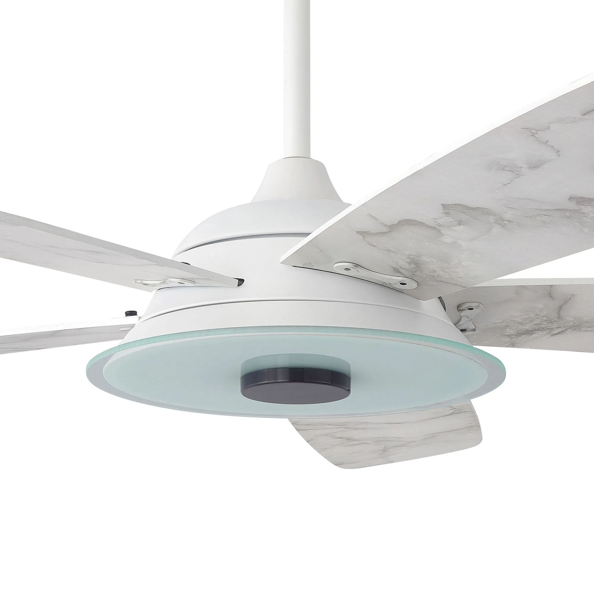 JOURNEY 52 inch 5-Blade Smart Ceiling Fan with LED Light Kit & Remote - White/Marble Pattern