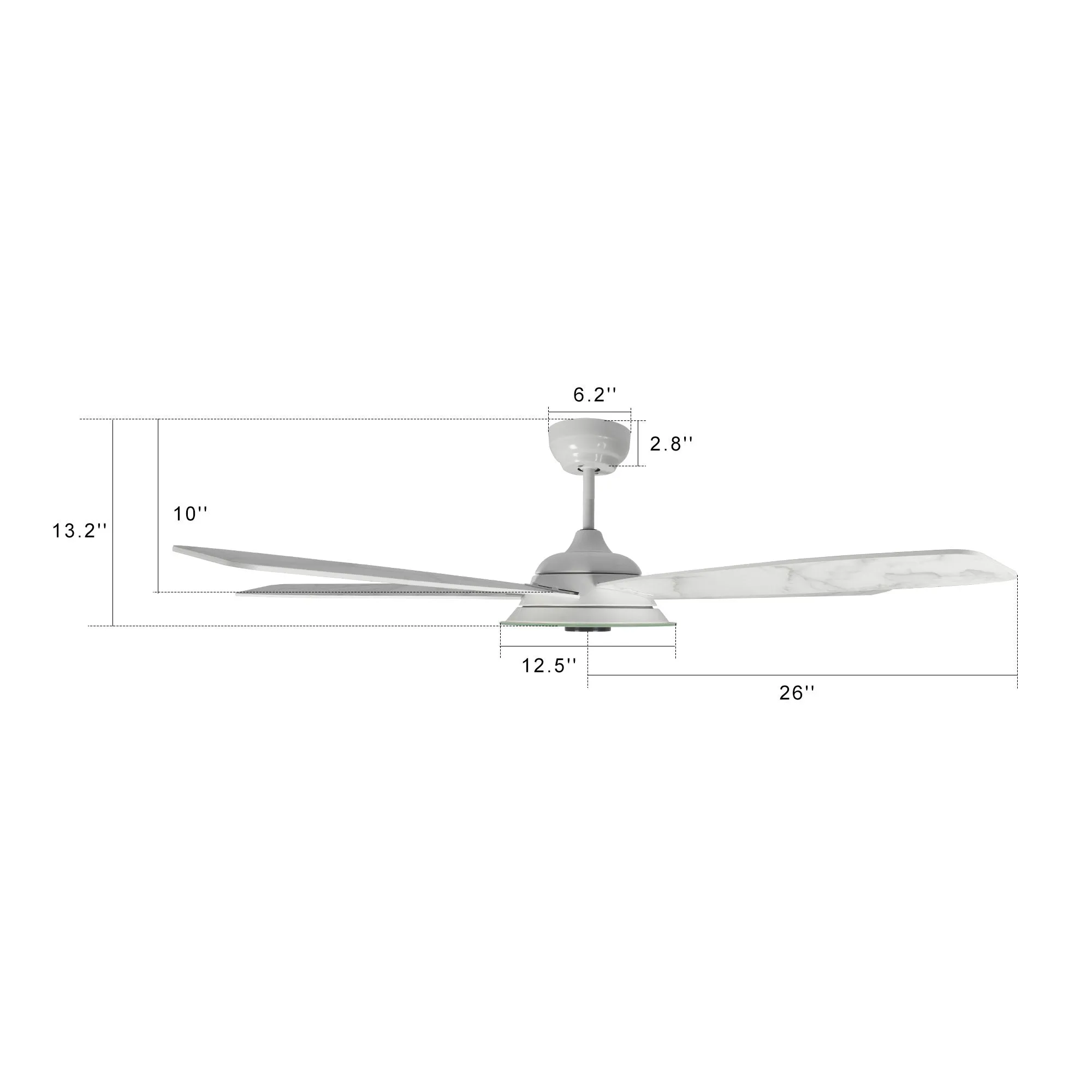 JOURNEY 52 inch 5-Blade Smart Ceiling Fan with LED Light Kit & Remote - White/Marble Pattern