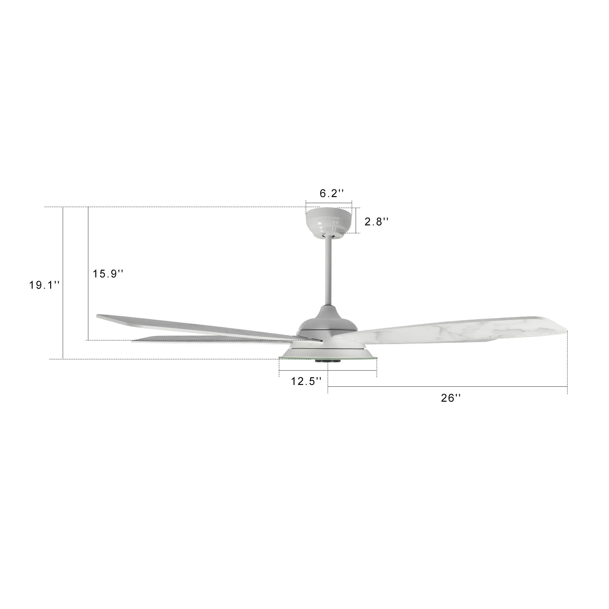 JOURNEY 52 inch 5-Blade Smart Ceiling Fan with LED Light Kit & Remote - White/Marble Pattern