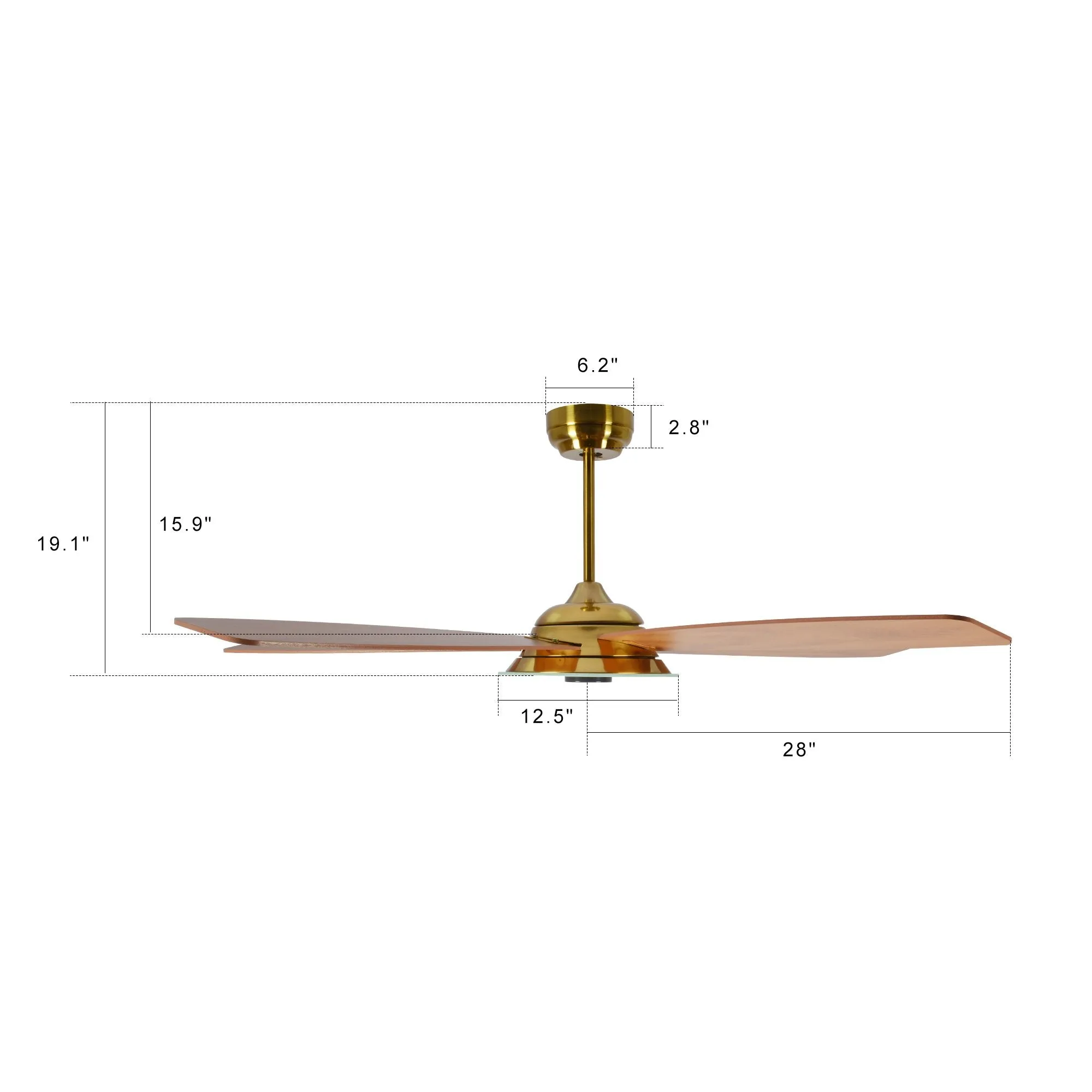 JOURNEY 56 inch 5-Blade Smart Ceiling Fan with LED Light Kit & Remote - Gold/Wood Pattern