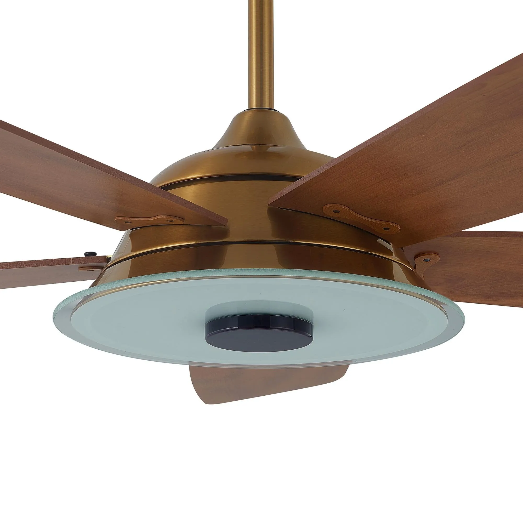 JOURNEY 56 inch 5-Blade Smart Ceiling Fan with LED Light Kit & Remote - Gold/Wood Pattern