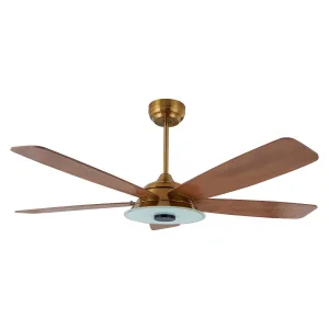 JOURNEY 56 inch 5-Blade Smart Ceiling Fan with LED Light Kit & Remote - Gold/Wood Pattern