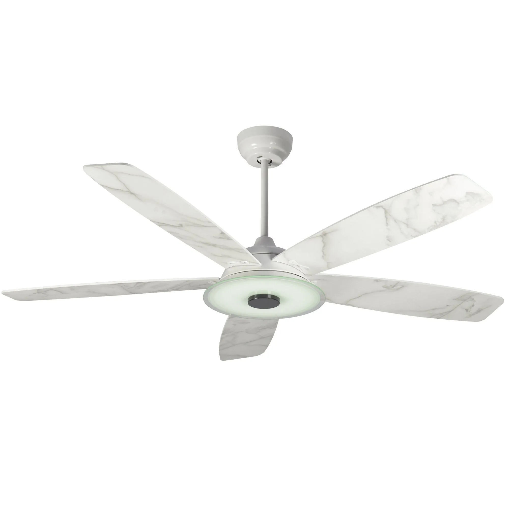 JOURNEY 56 inch 5-Blade Smart Ceiling Fan with LED Light Kit & Remote - White/Marble Pattern