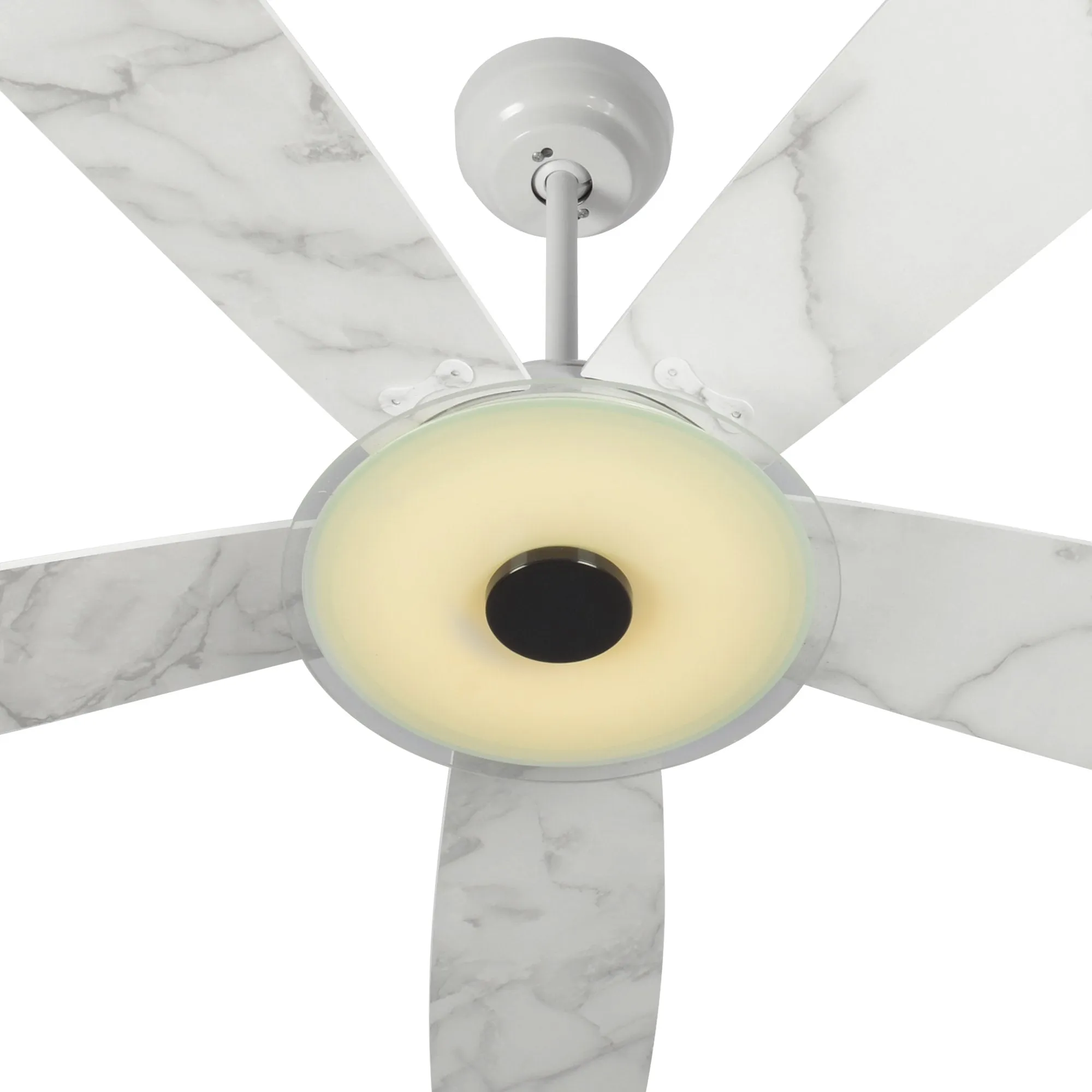 JOURNEY 56 inch 5-Blade Smart Ceiling Fan with LED Light Kit & Remote - White/Marble Pattern