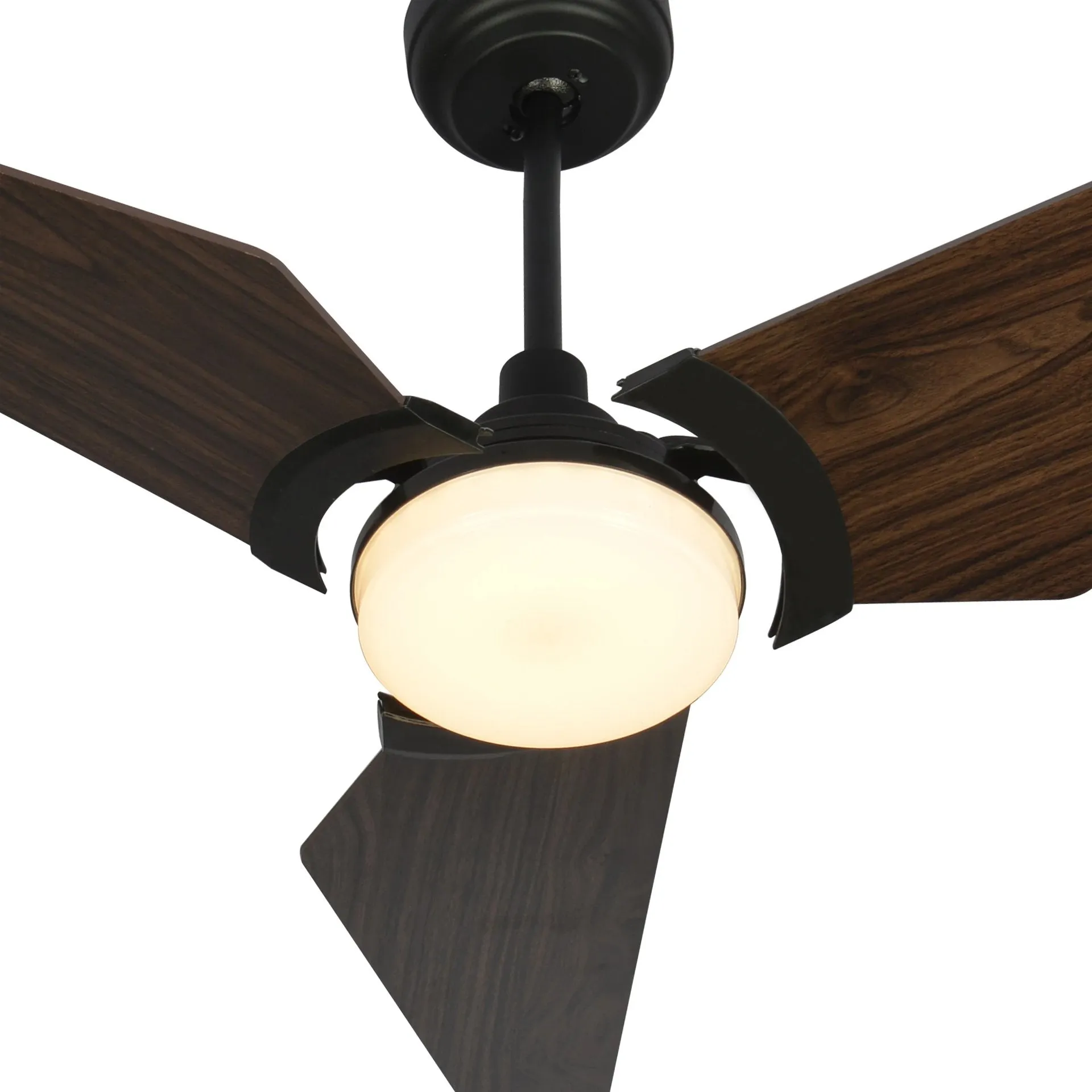 KAJ 56 inch 3-Blade Smart Ceiling Fan with LED Light Kit & Remote-Black/Dark Wood