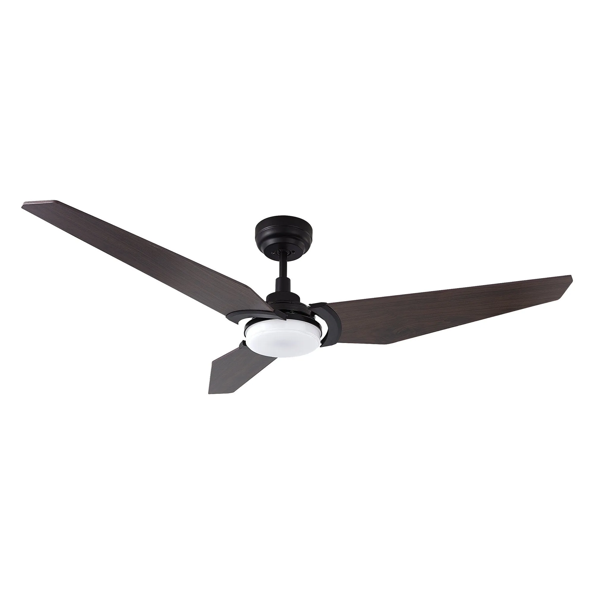 KAJ 56 inch 3-Blade Smart Ceiling Fan with LED Light Kit & Remote-Black/Dark Wood