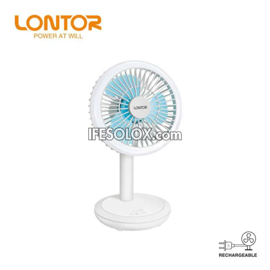 LONTOR 5" Rechargeable Standing Table Fan with 3-Blades (CTL-MF029-5) - Brand New