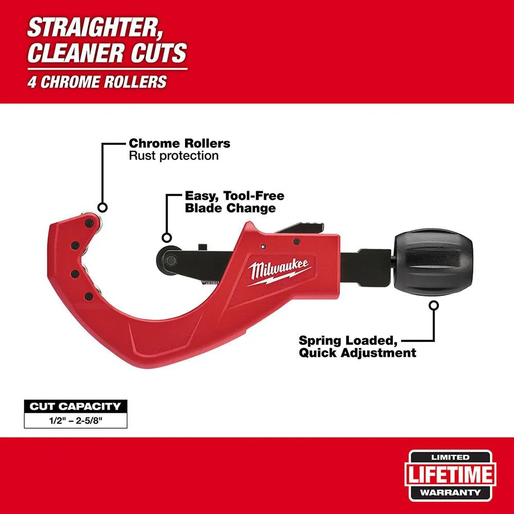 Milwaukee 48-22-4253 2-1/2" Quick Adjust Copper Tubing Cutter