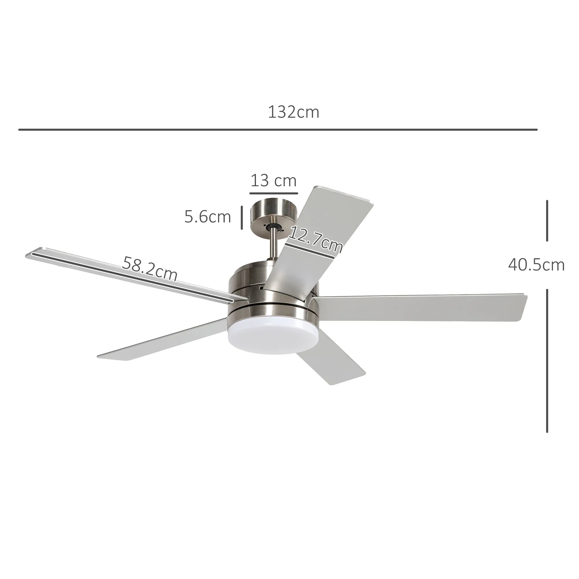 Mounting Reversible Ceiling Fan with Light, Remote, Silver & Natural