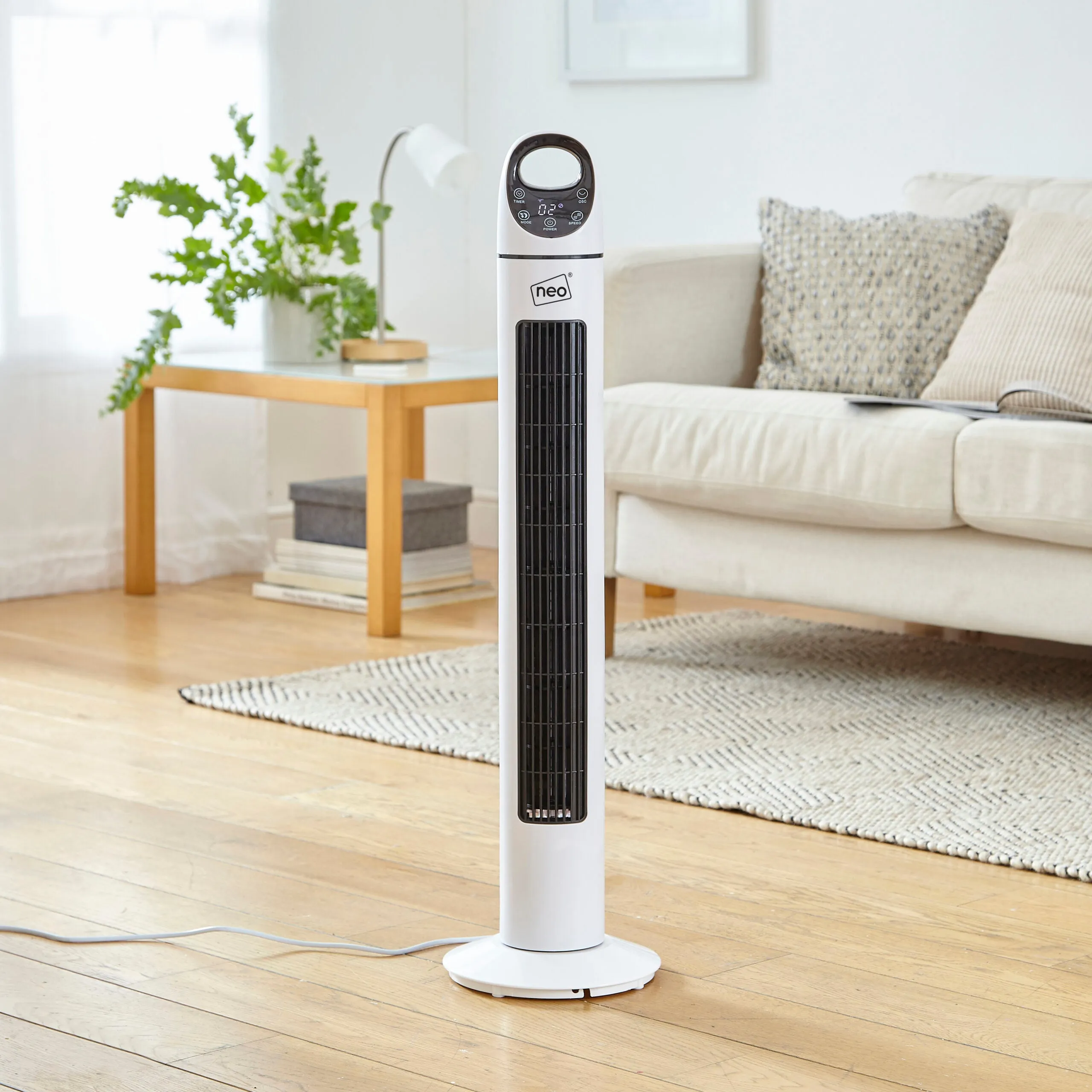 Neo 33” Aroma Free Standing 3 Speed Fan - White