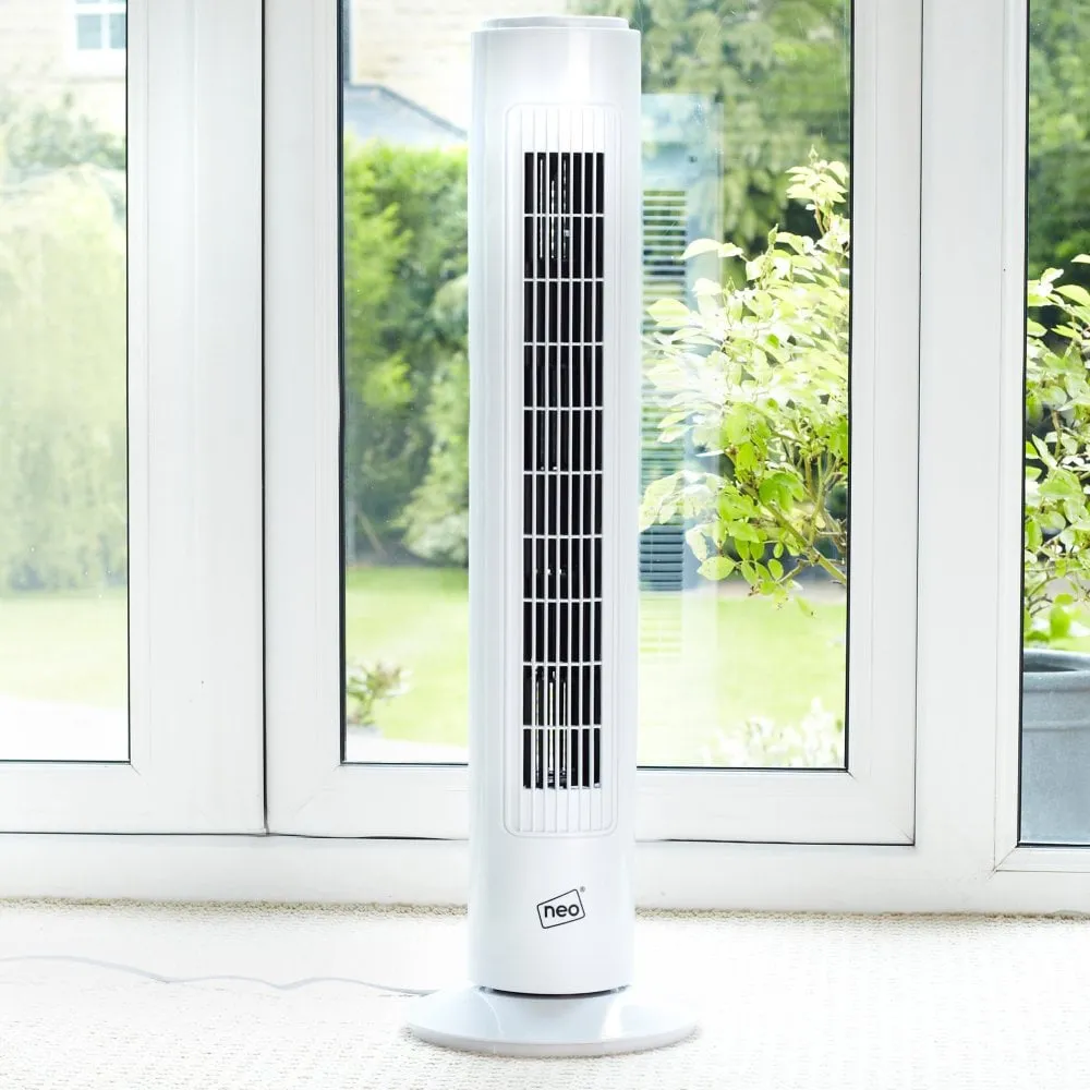 Neo White 29" 3 Speed Oscillating Free Standing Tower Fan