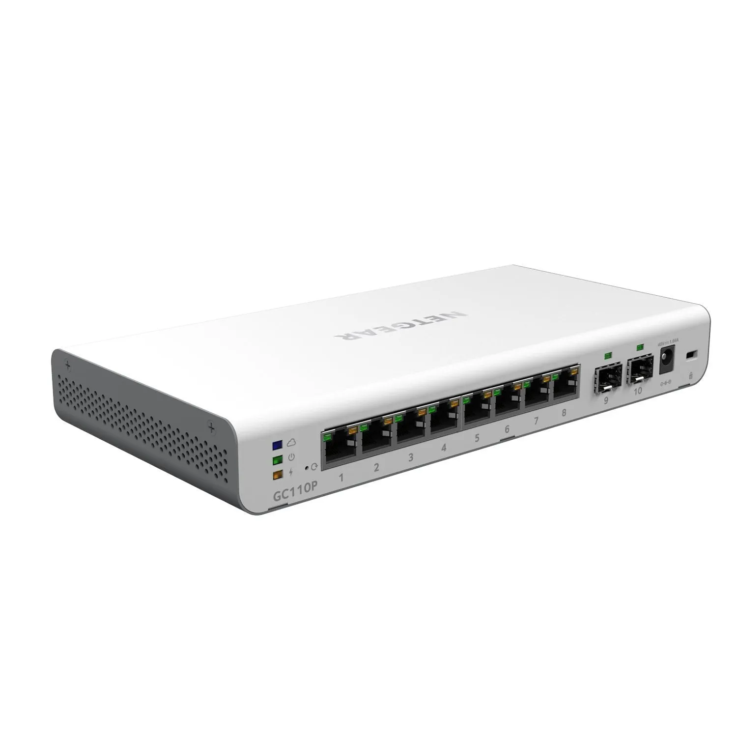 NETGEAR 8 Port Gigabit Ethernet 62W PoE L2  Smart Switch with Insight Remote Management, 2 Port SFP Fiber (GC110P)