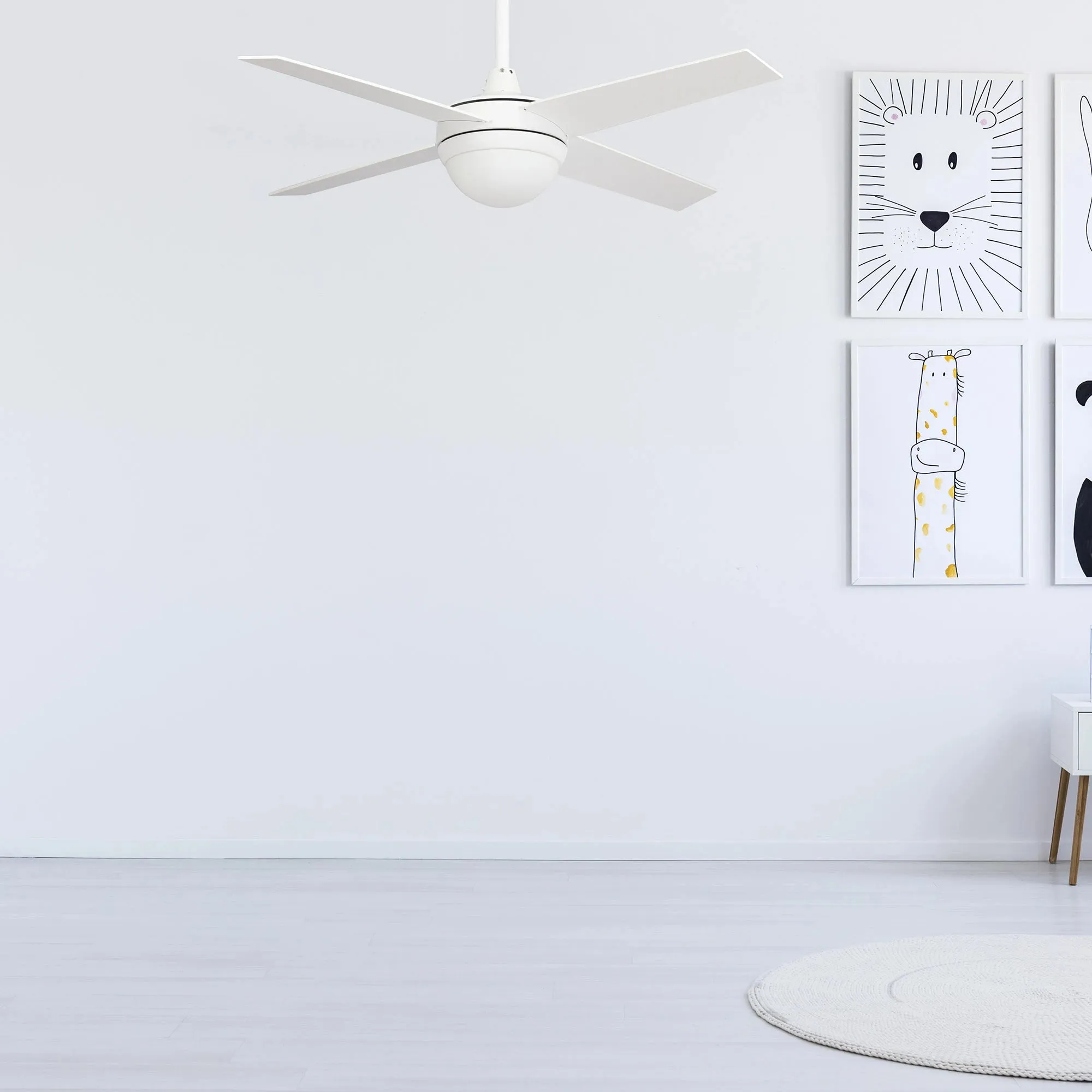 NEVA 48 inch 4-Blade Smart Ceiling Fan with LED Light Kit & Smart Wall Switch - White/White